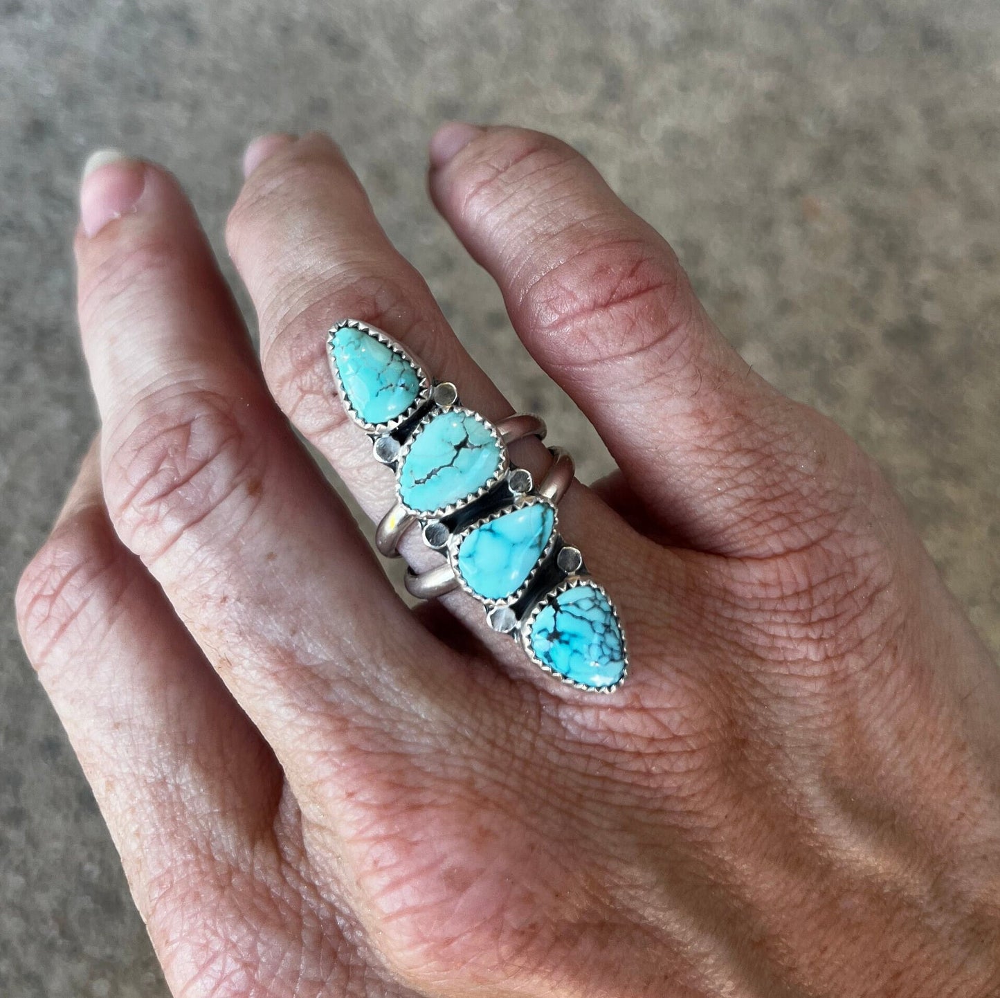 Blue moon turquoise statement ring size 6