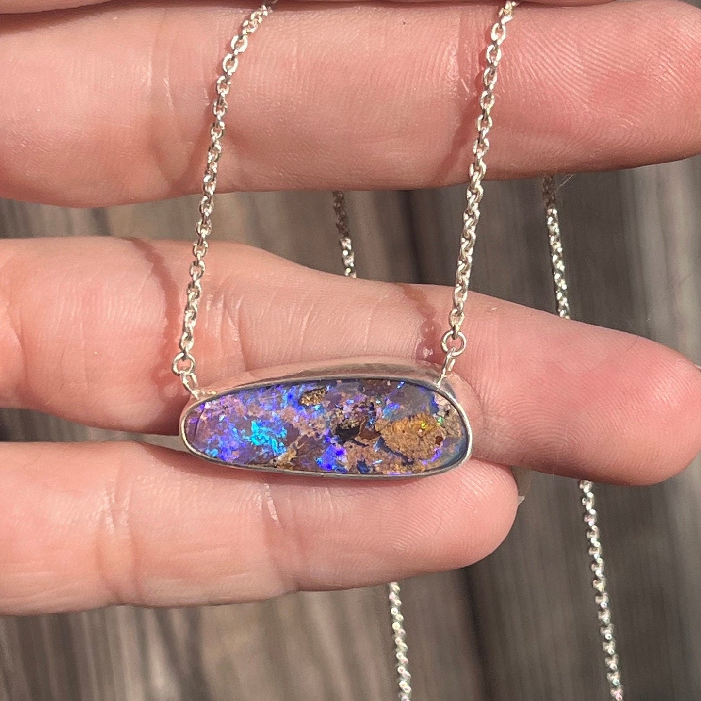 Purple Crystal Pipe Opal Necklace