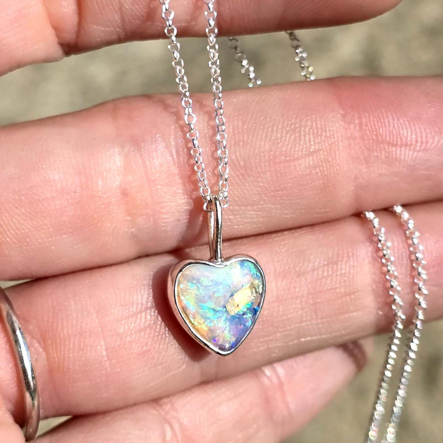 Pipe Opal Heart Necklace