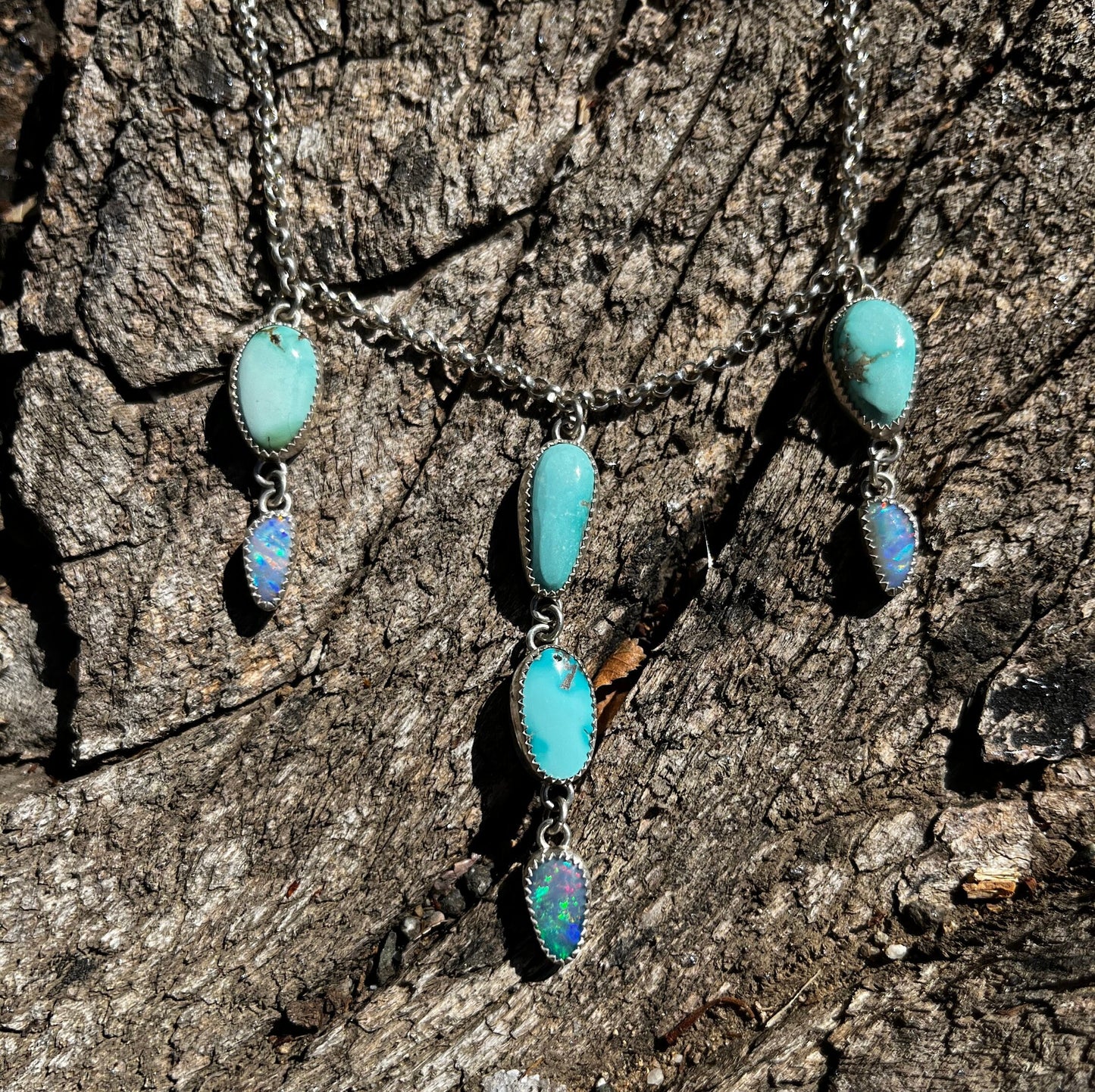 Carico Lake turquoise and coober Pedy Opal Drip necklace