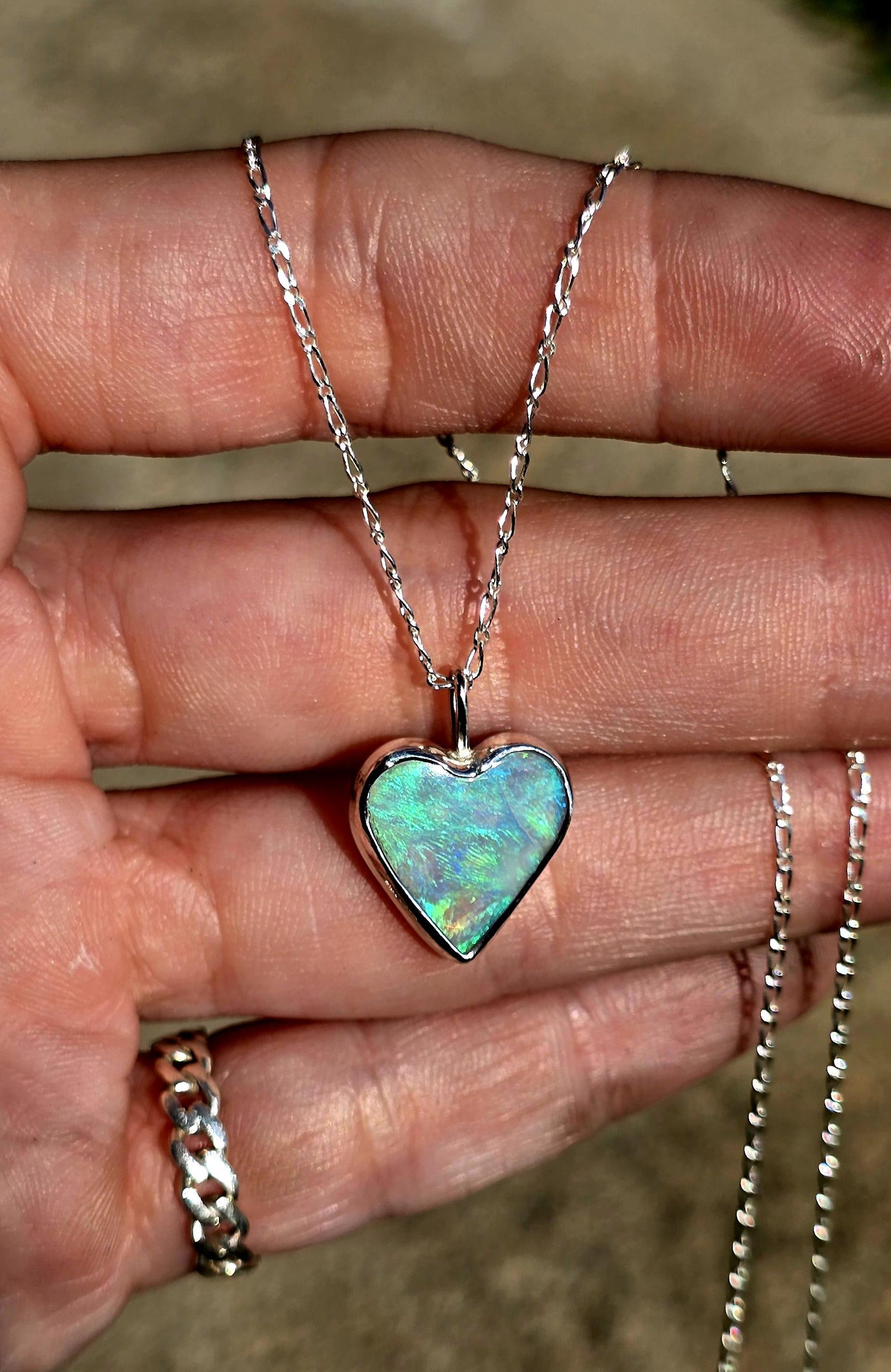 Australian Opal Heart Necklace