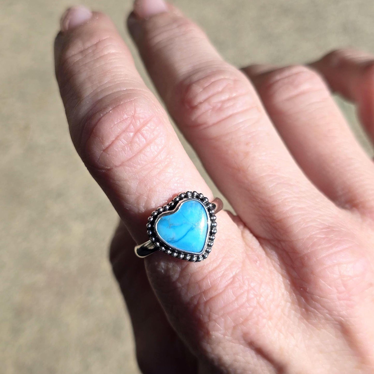 Kingman Turquoise Heart Ring size 8
