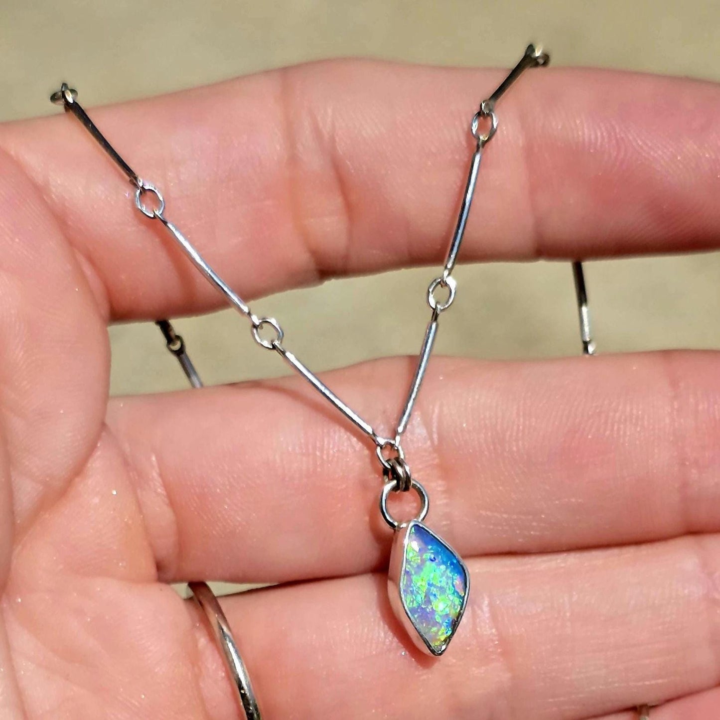 Pipe Opal Bar Necklace