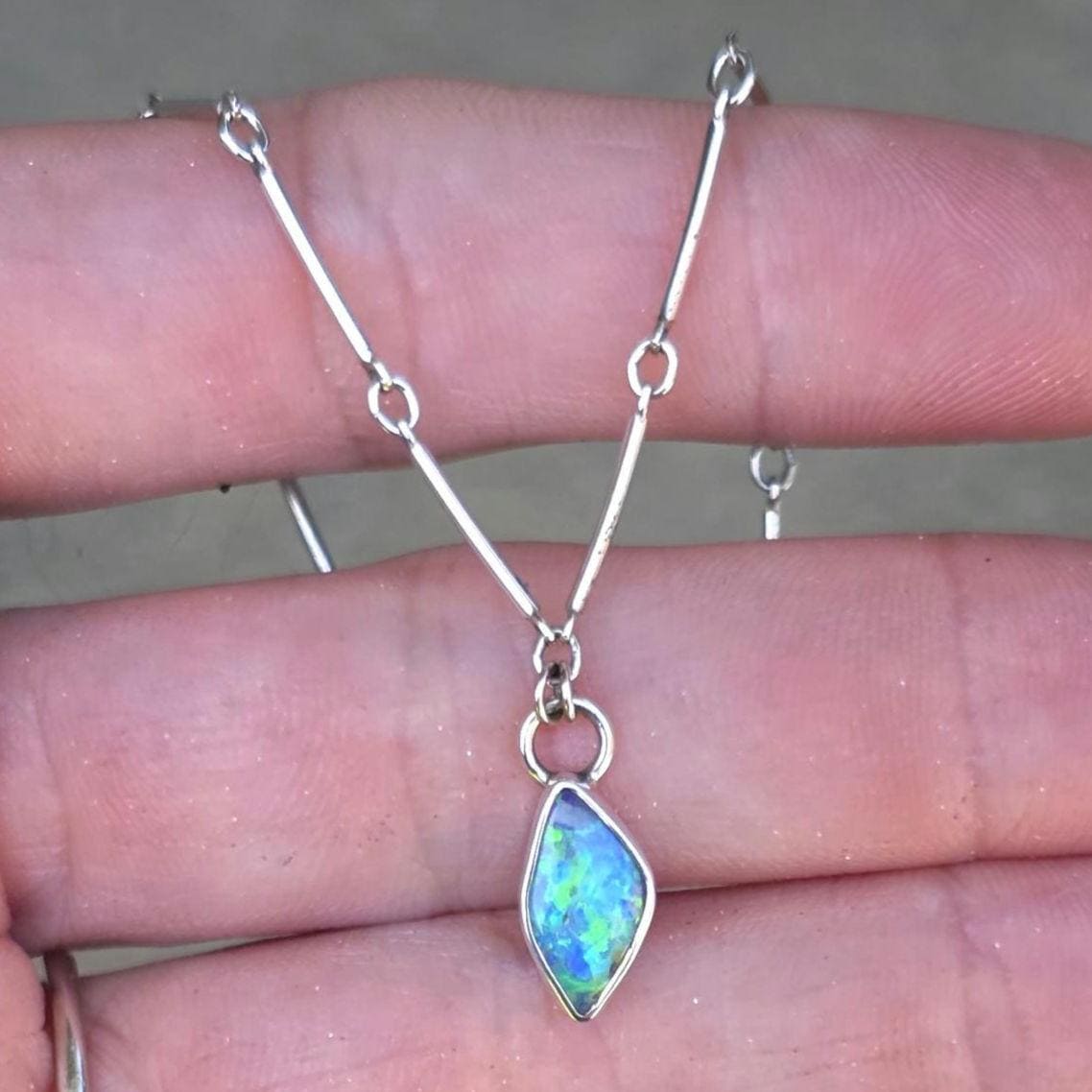 Pipe Opal Bar Necklace