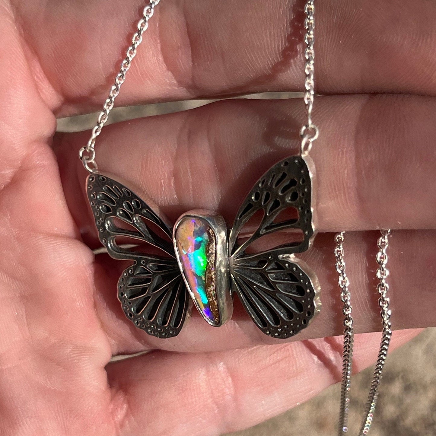Pipe Opal Butterfly Necklace