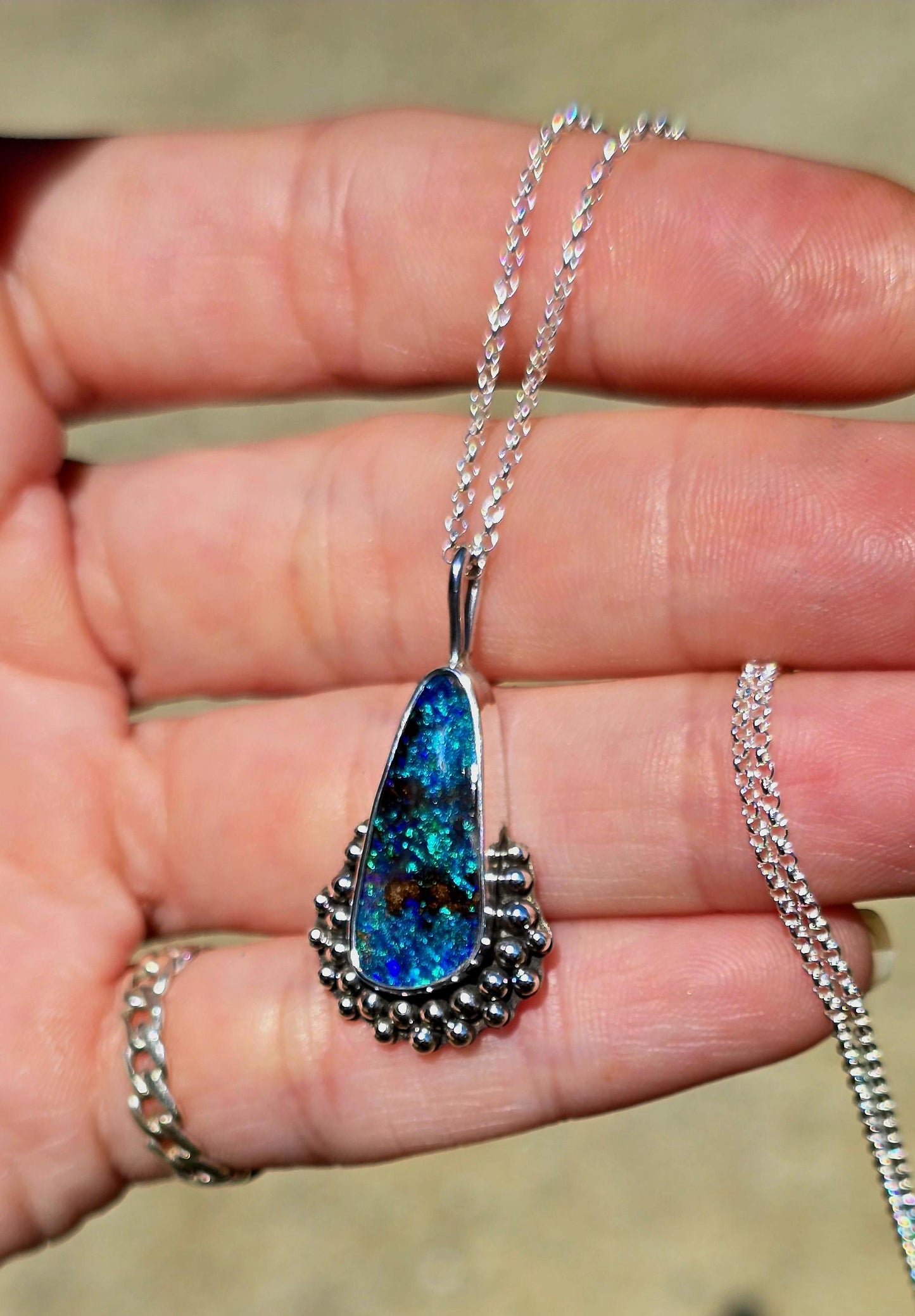Starry Nights Boulder Opal Necklace