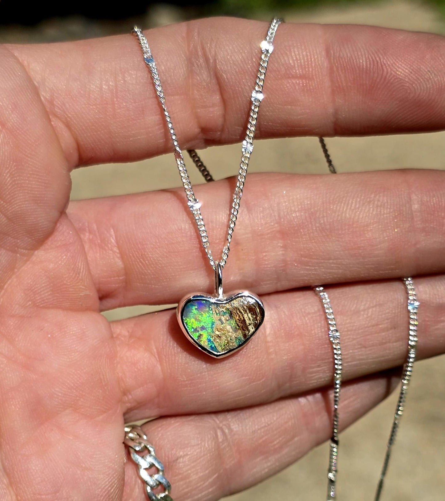 Woody Opal Heart Necklace