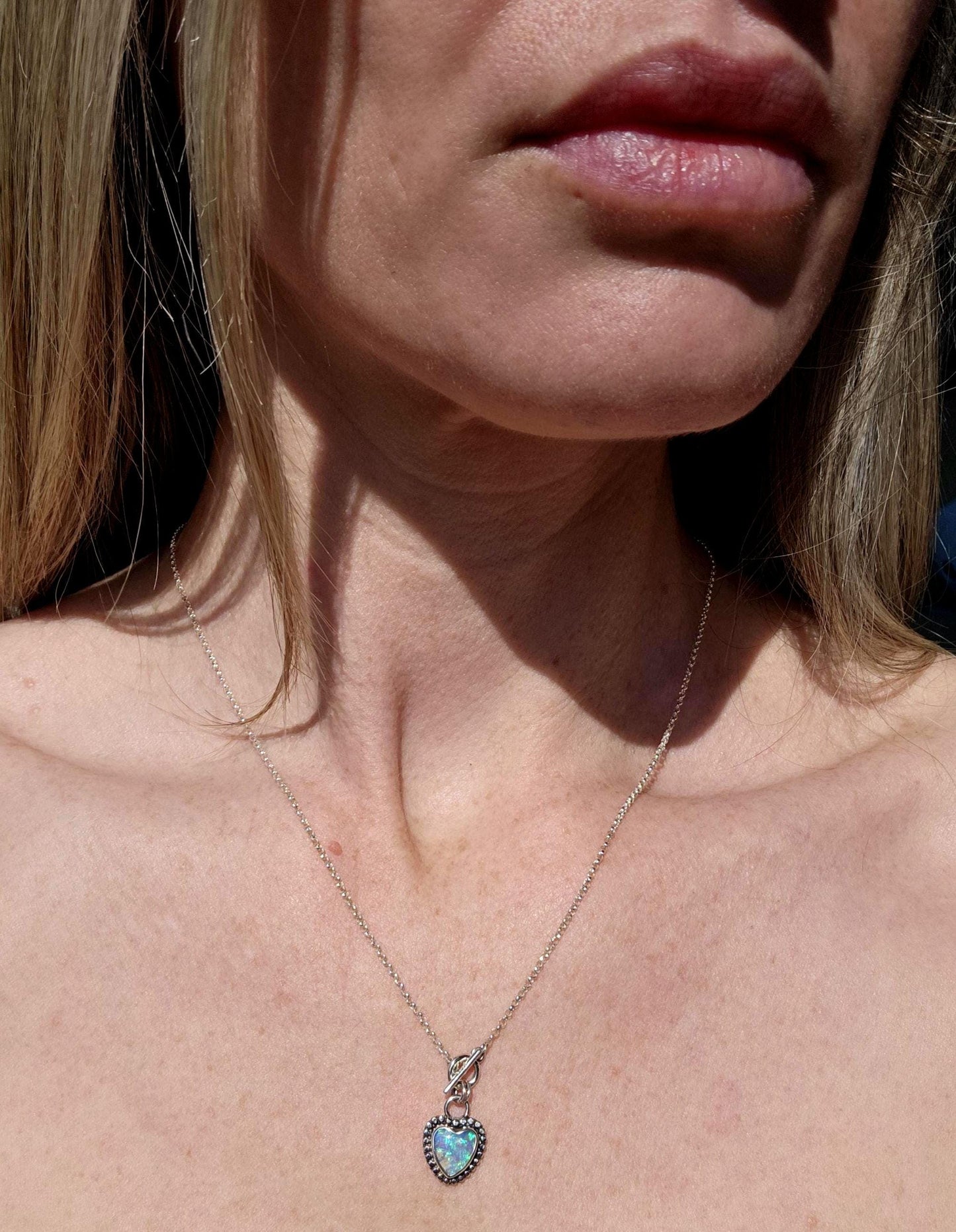 Opal Heart Tiny Toggle Necklace