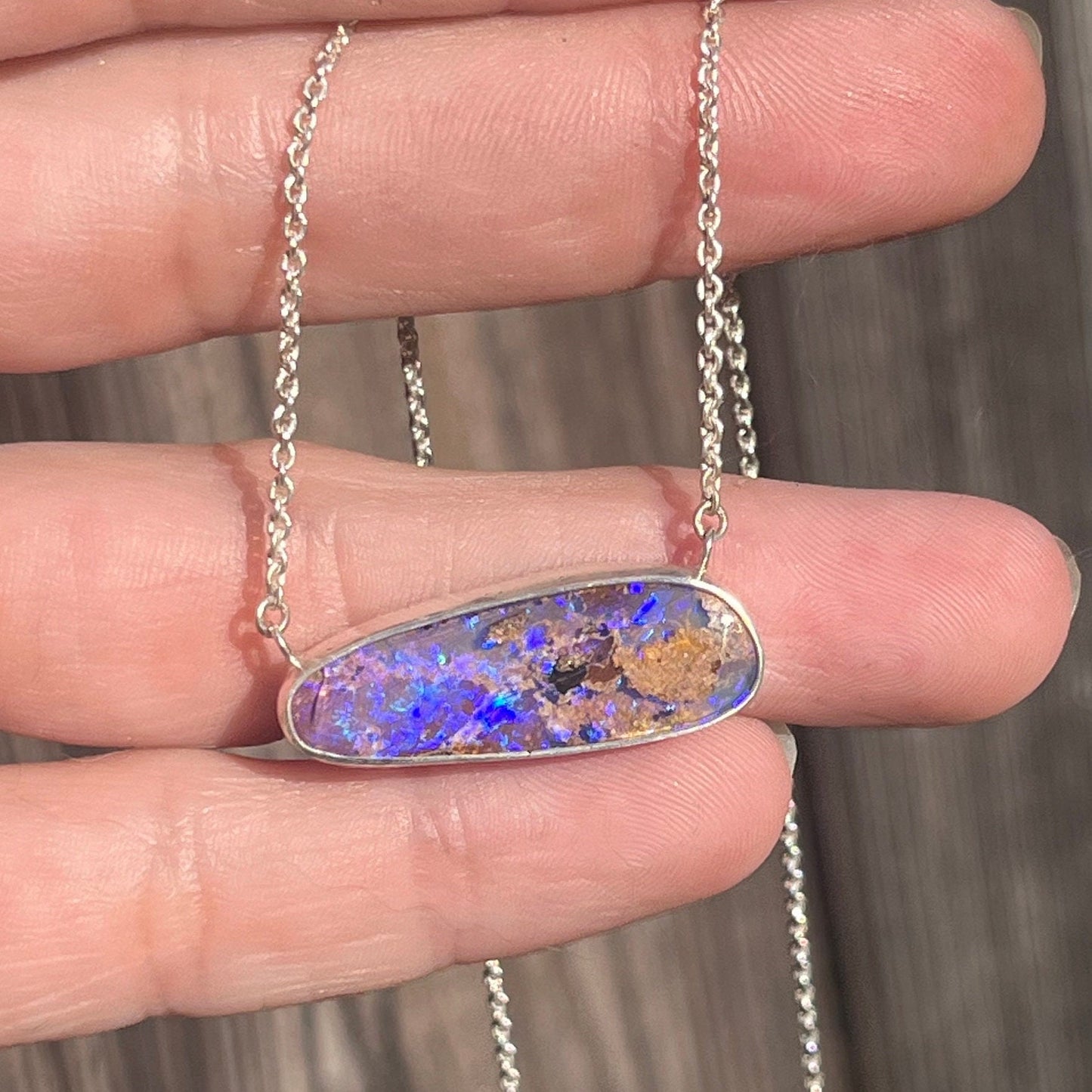 Purple Crystal Pipe Opal Necklace