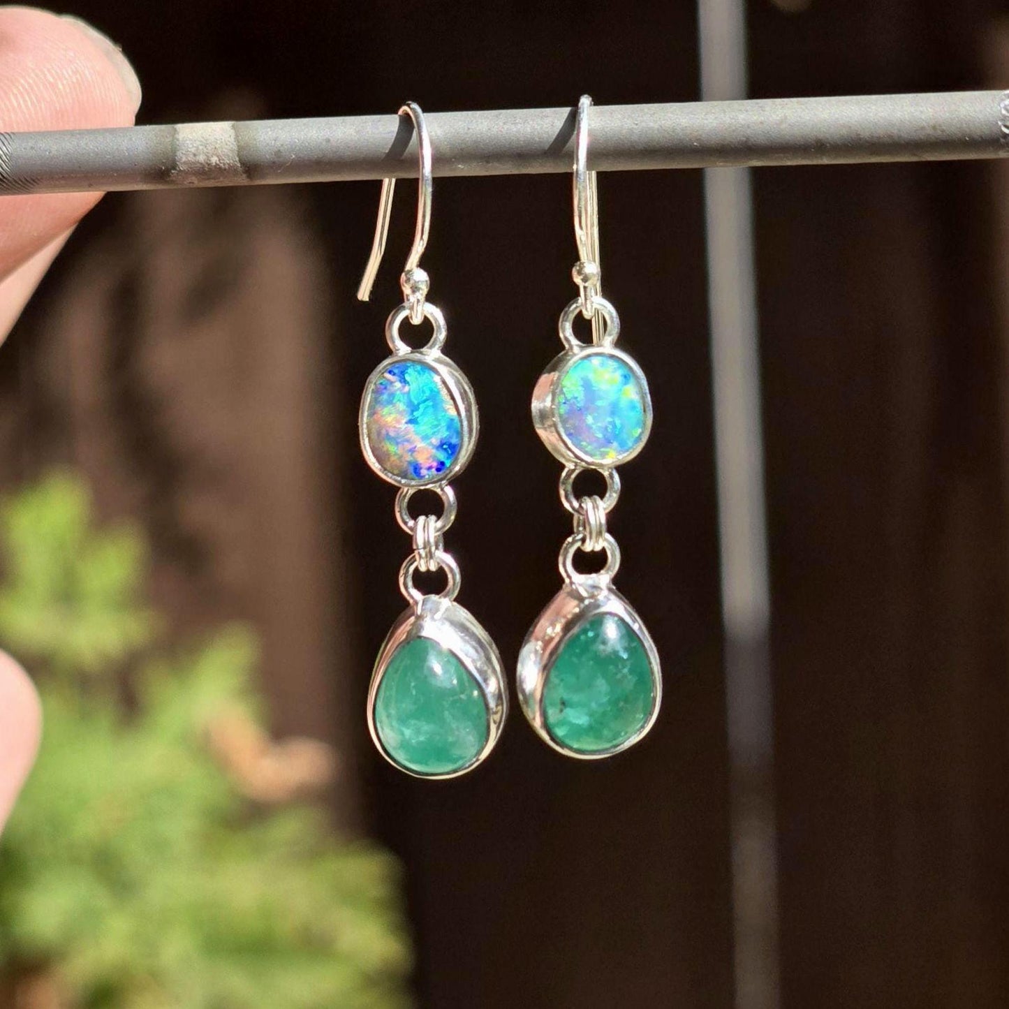 Pipe opal Zambia Emerald Earrings