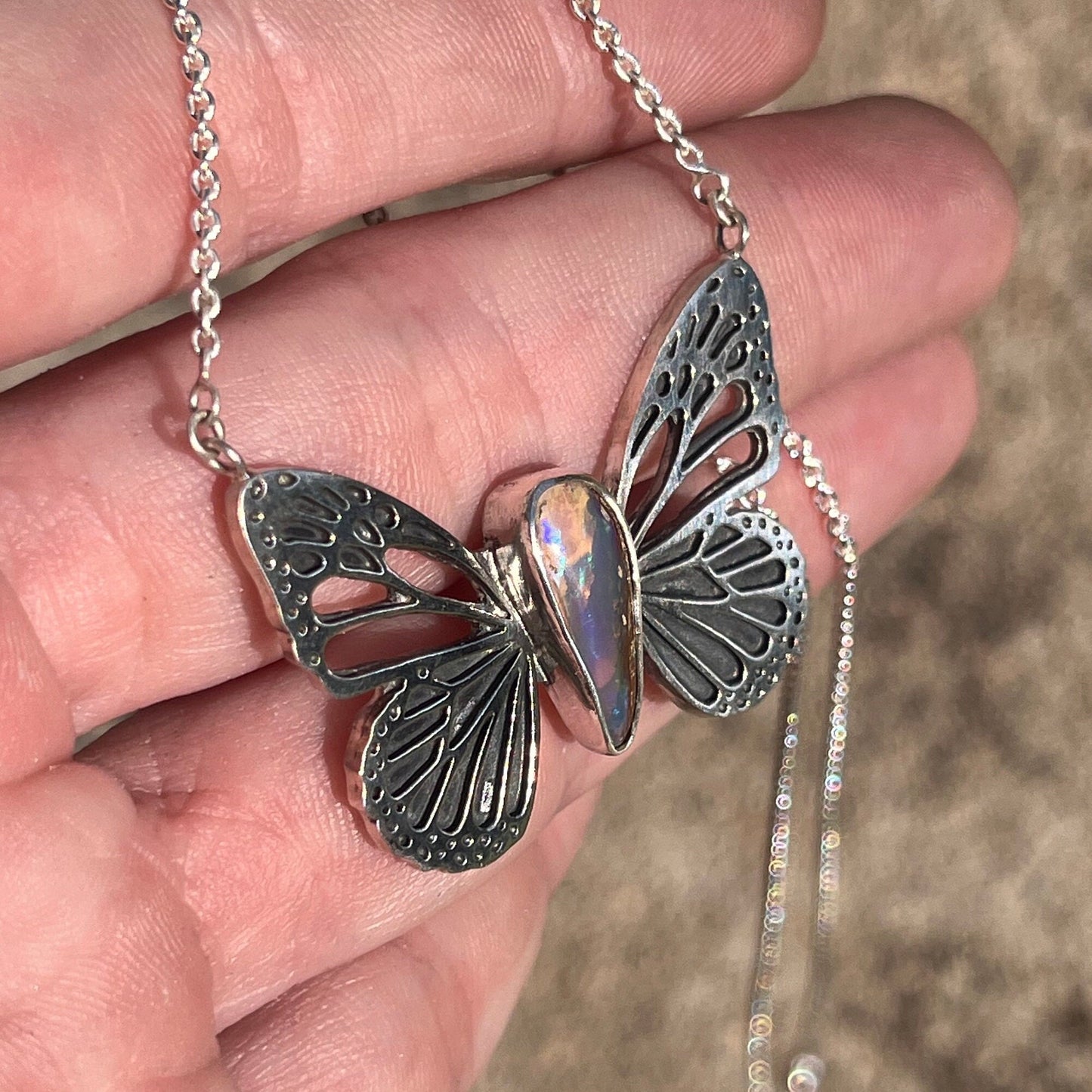 Pipe Opal Butterfly Necklace