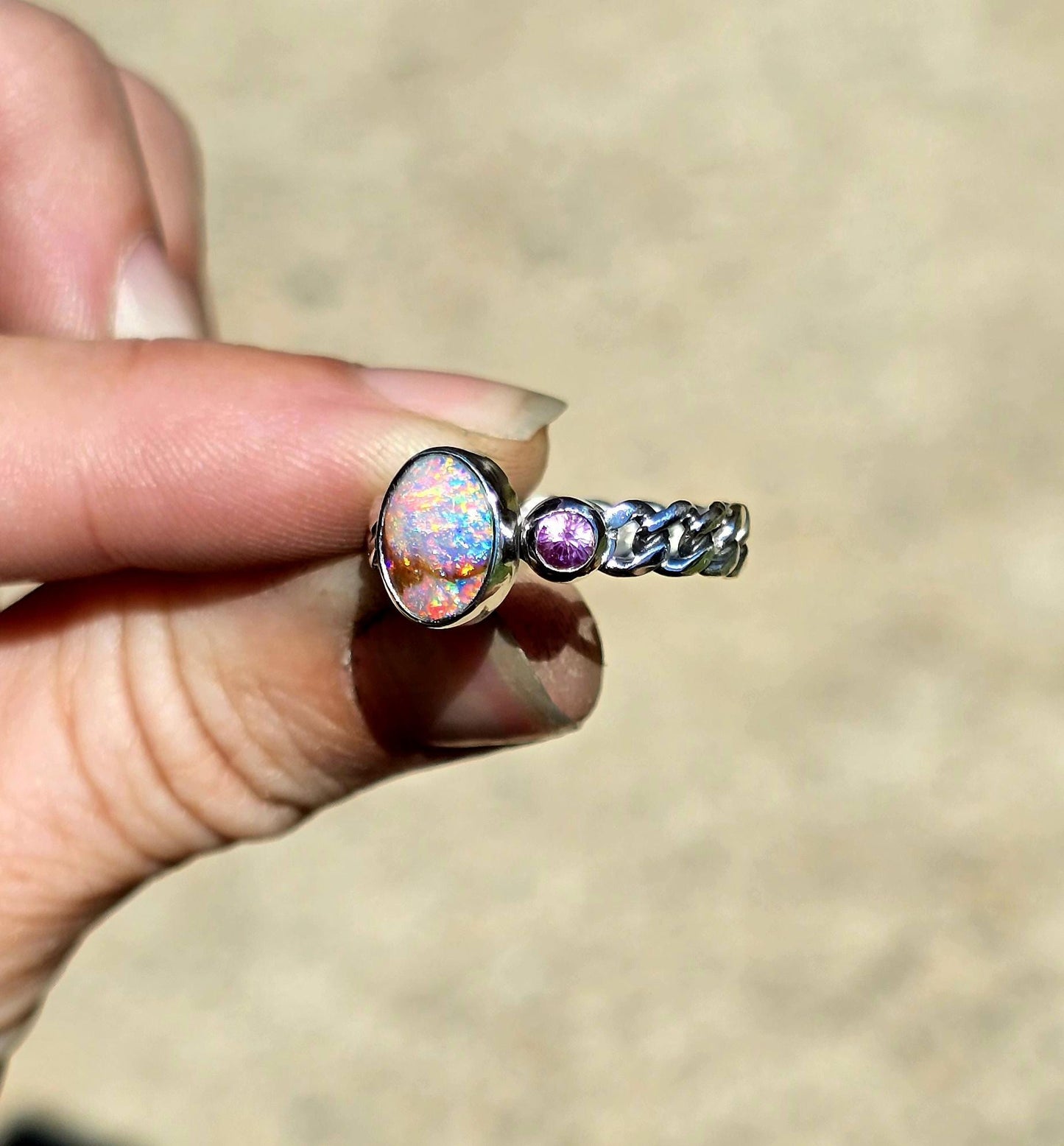 Pipe Opal Pink Sapphire Ring size 7