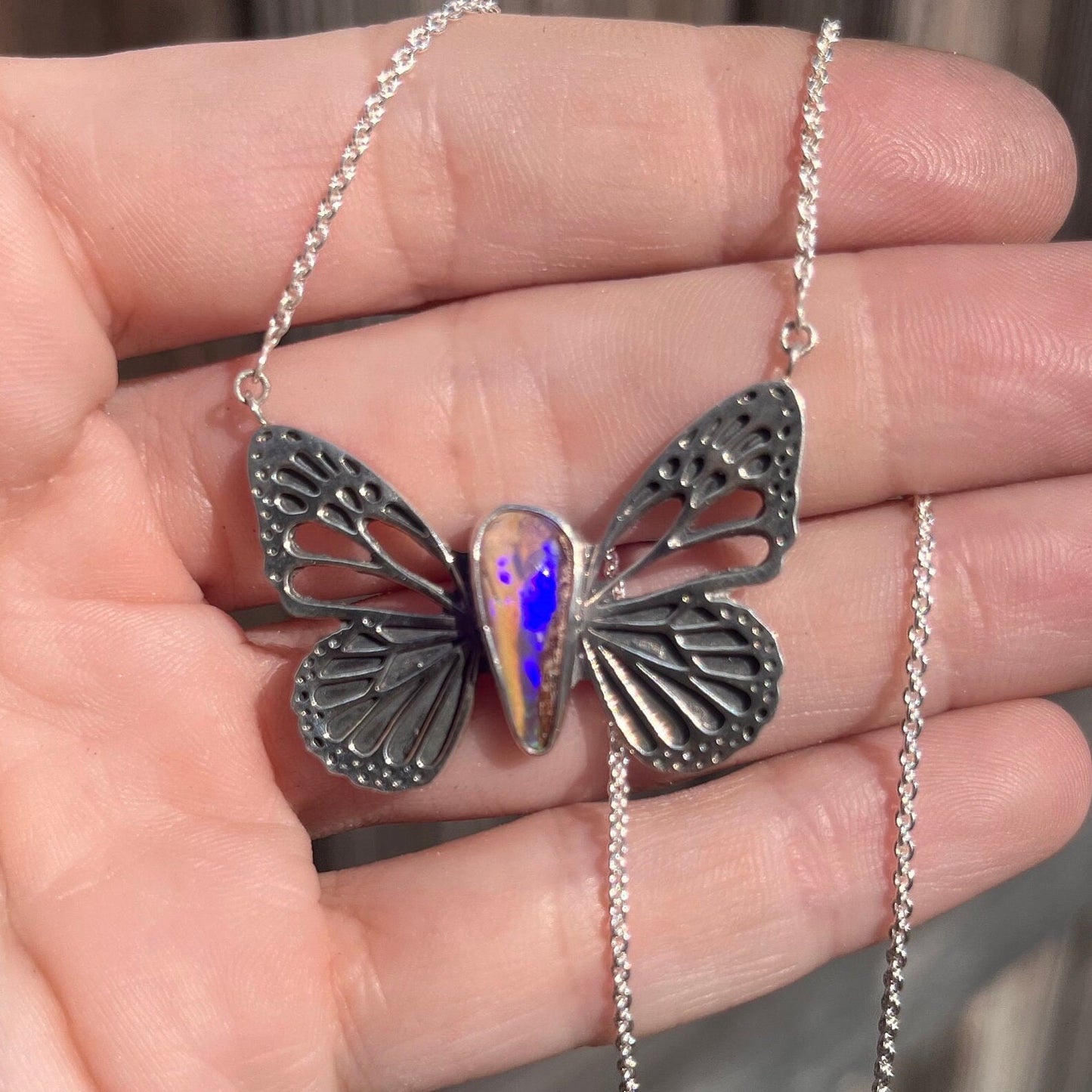 Pipe Opal Butterfly Necklace