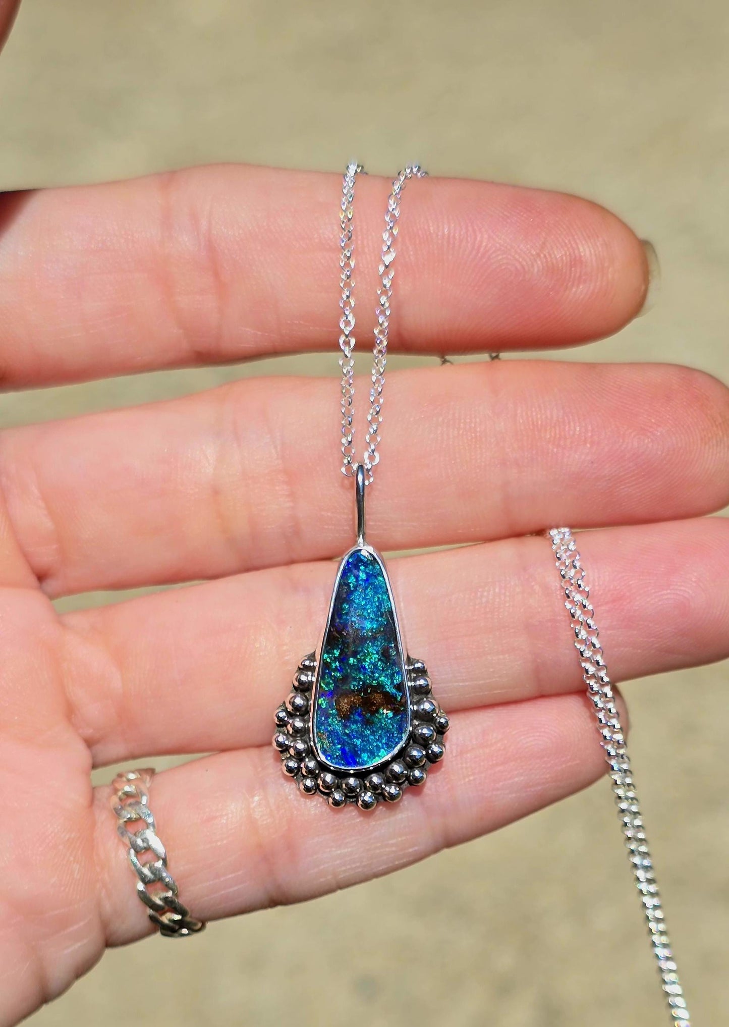 Starry Nights Boulder Opal Necklace