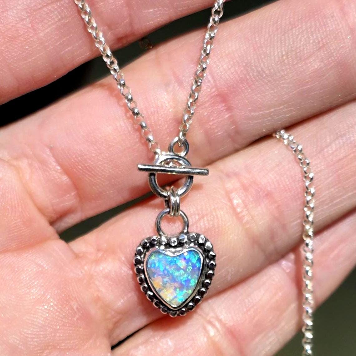 Opal Heart Tiny Toggle Necklace