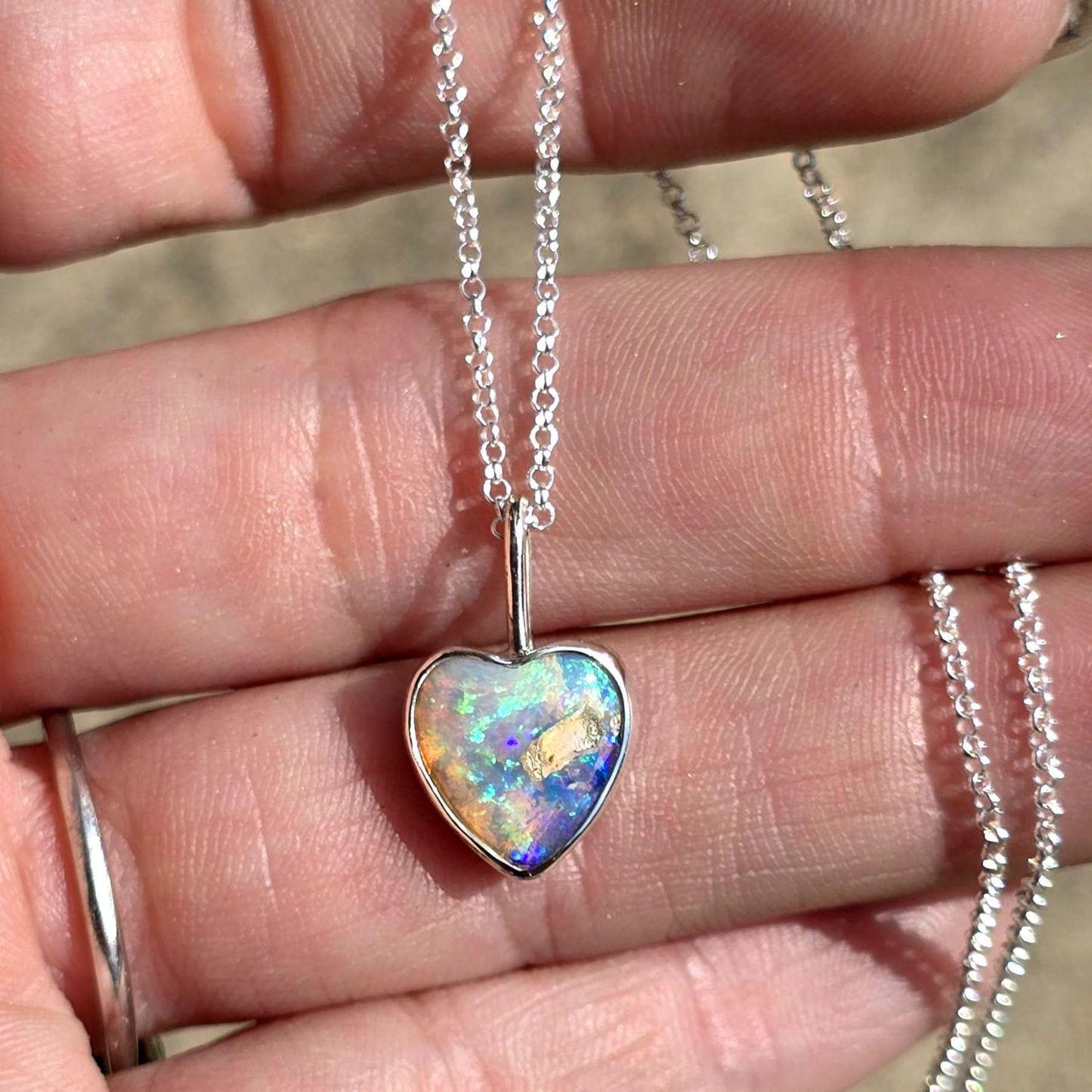 Pipe Opal Heart Necklace