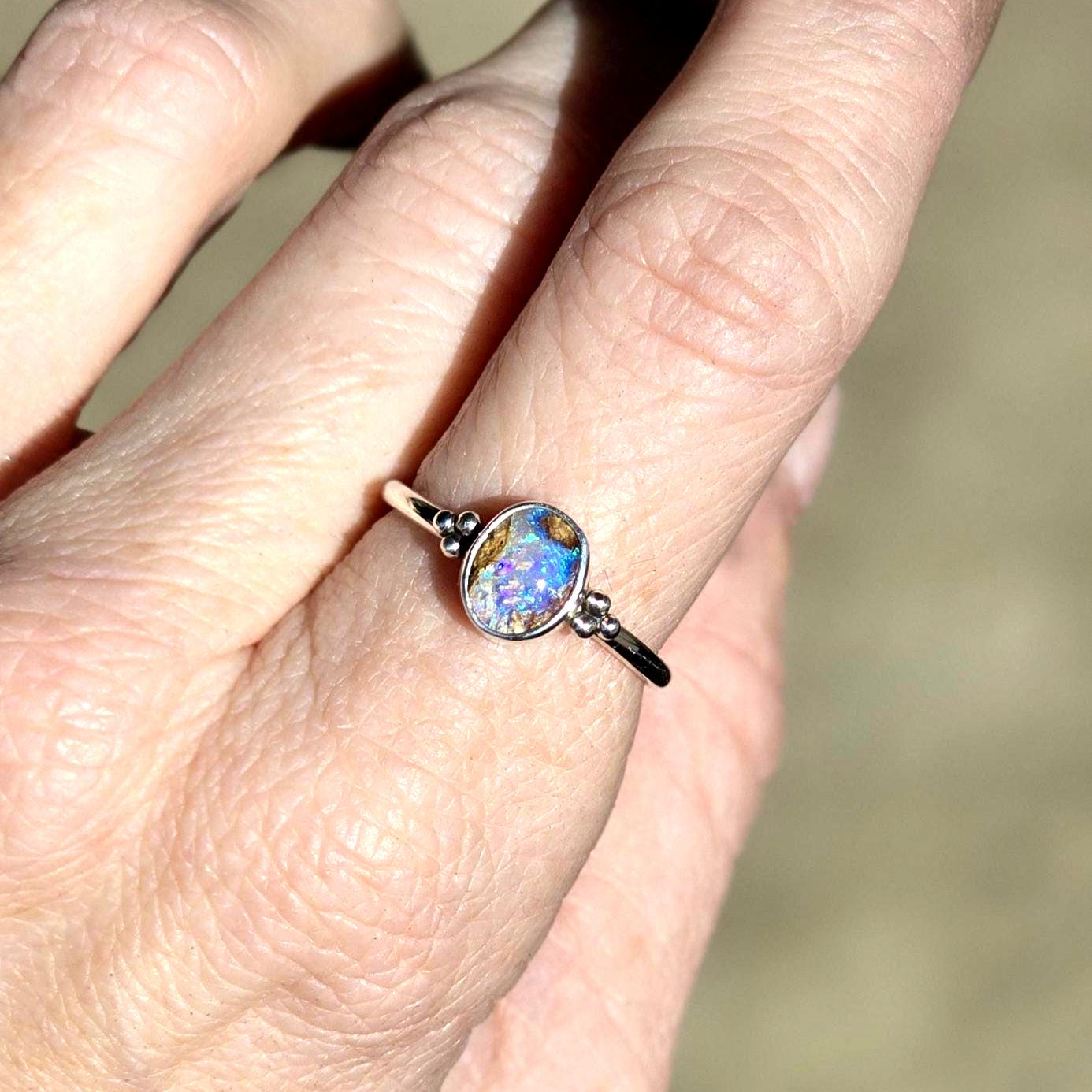 Dainty Pipe Opal Ring size 6.5