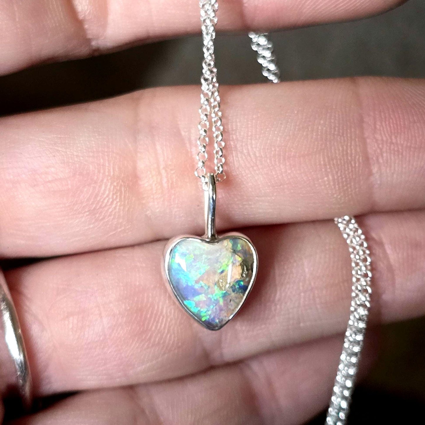 Pipe Opal Heart Necklace