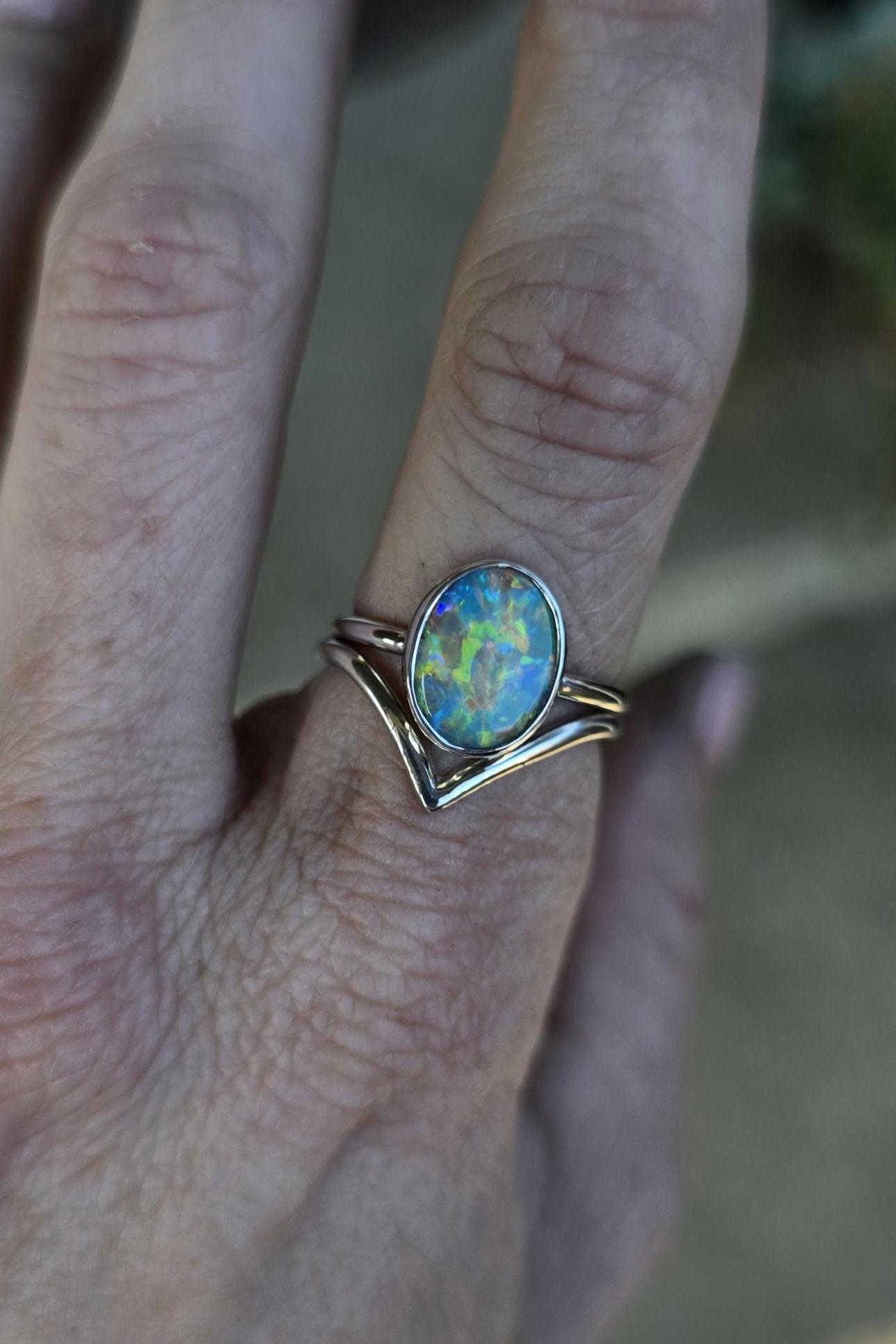 Opal Chevron Ring size 6