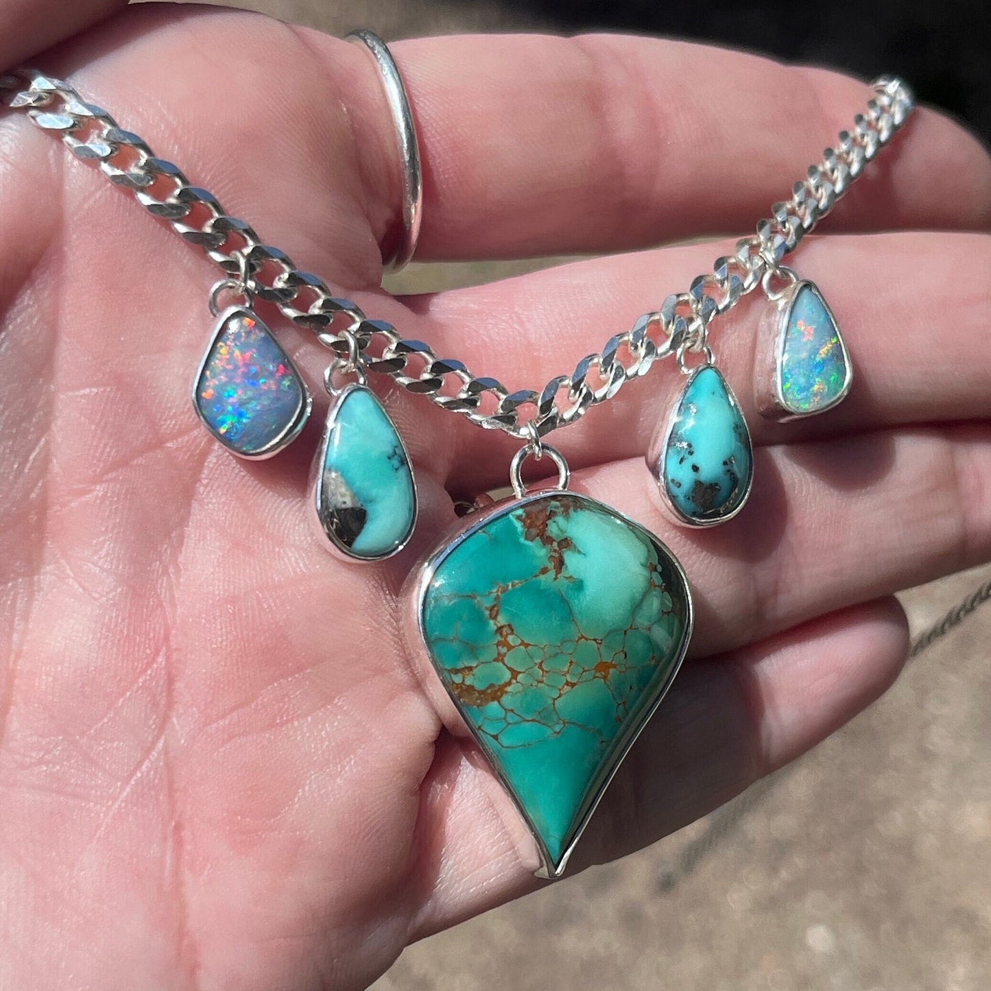 Turquoise and Opal Statement necklace
