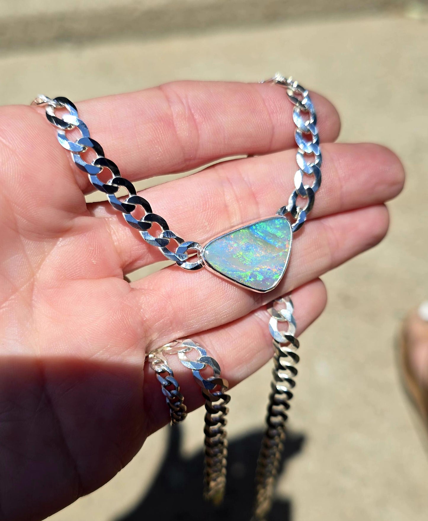 Rainbow Australian Opal Necklace