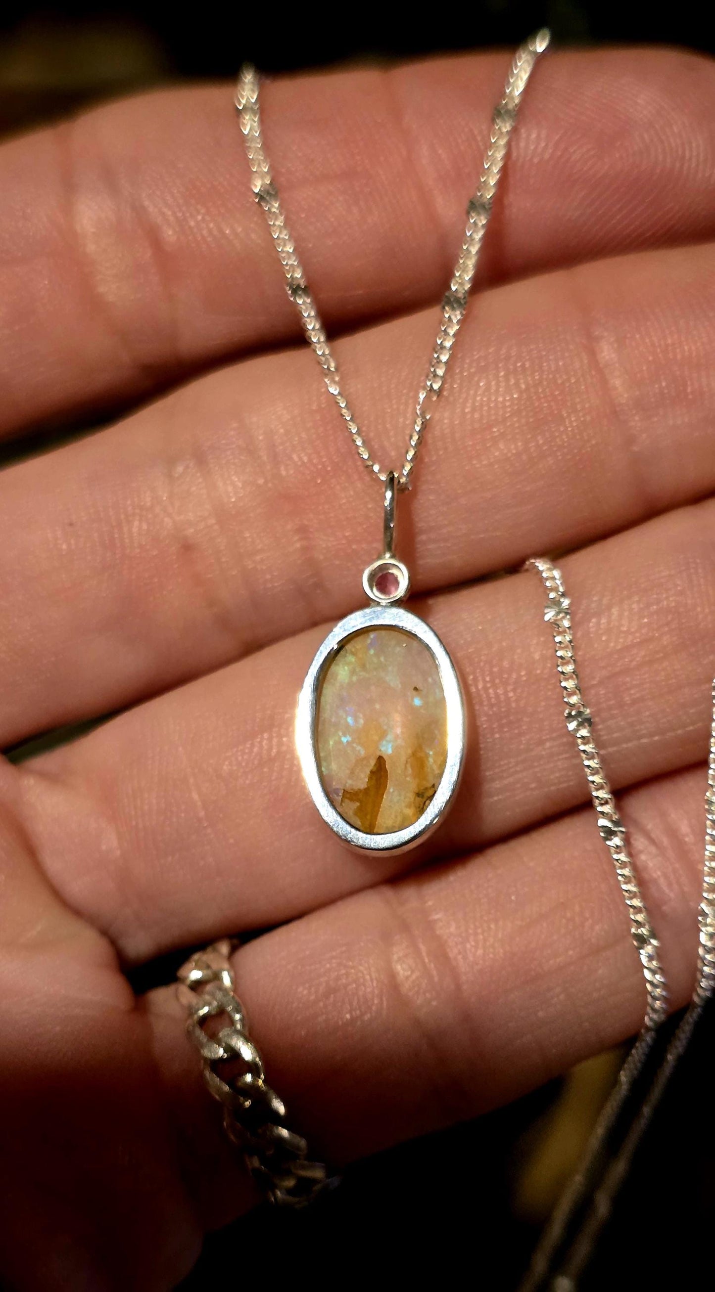 Pipe Opal Pink Sapphire Necklace