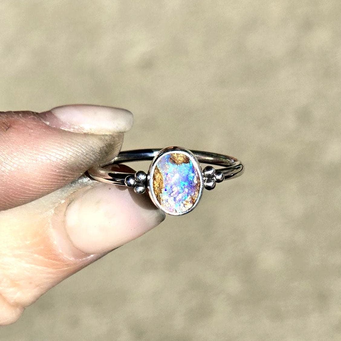 Dainty Pipe Opal Ring size 6.5