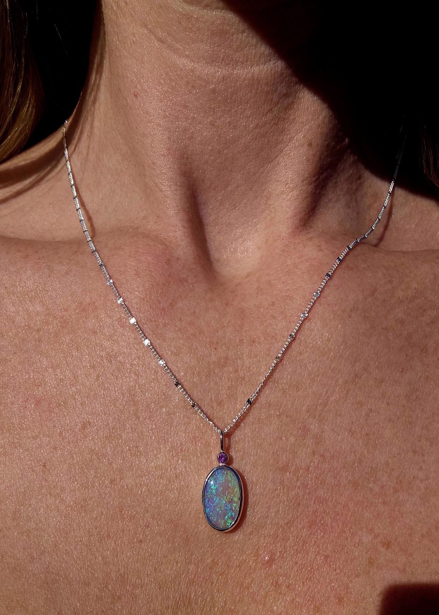 Pipe Opal Pink Sapphire Necklace