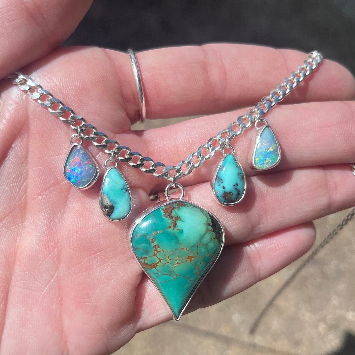 Turquoise and Opal Statement necklace