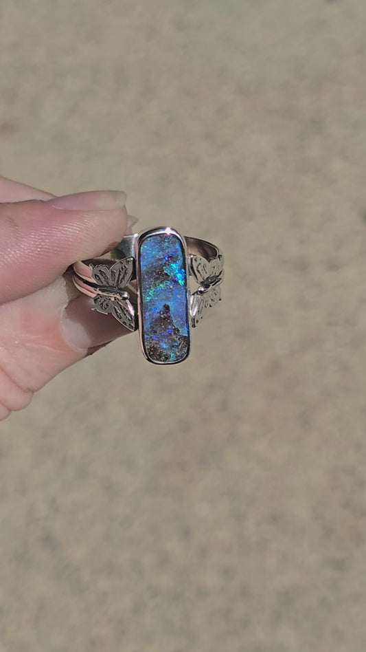 Boulder Opal Butterfly Ring