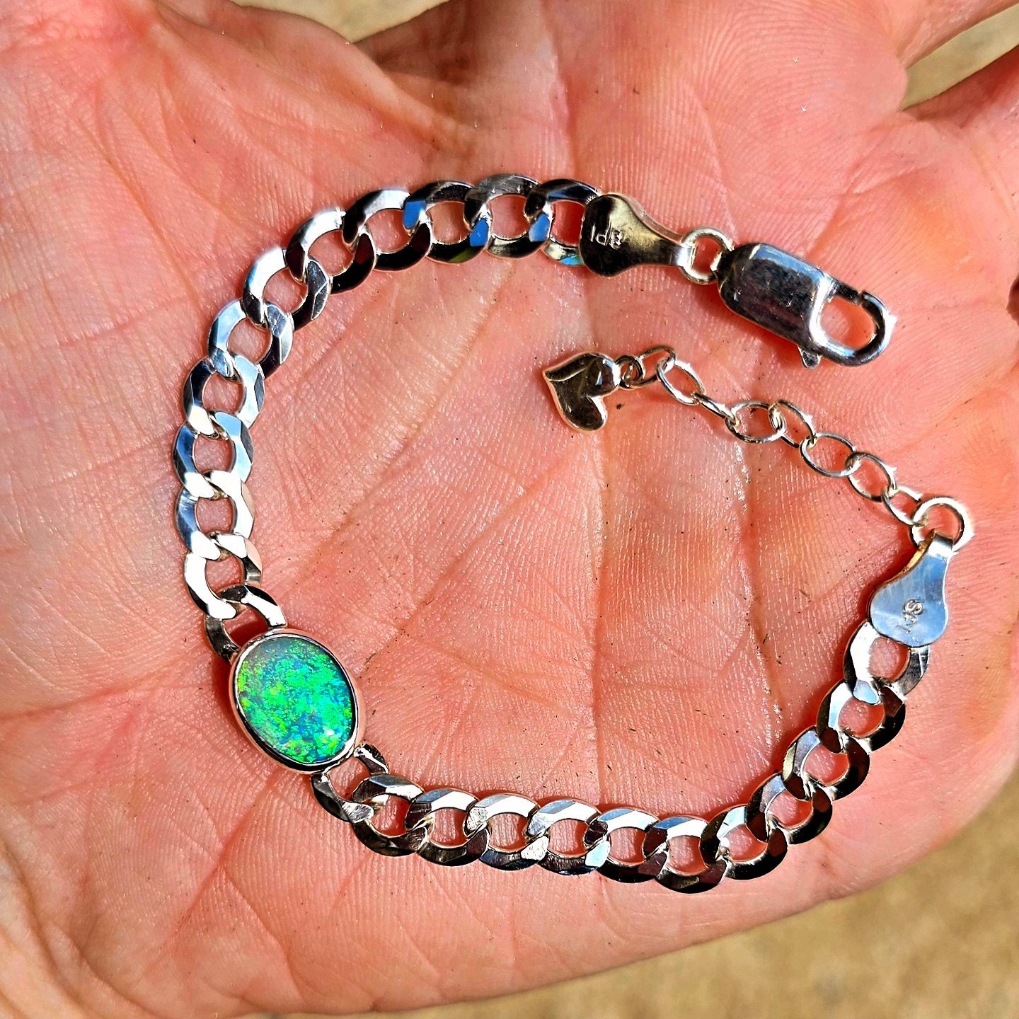 Opal Curb Chain Bracelet