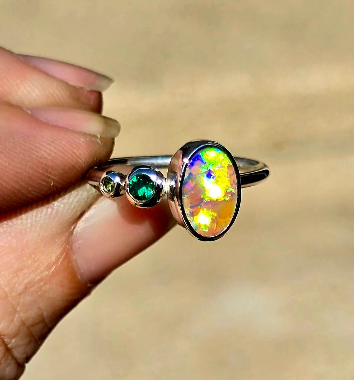 Neon Australian Opal Ring