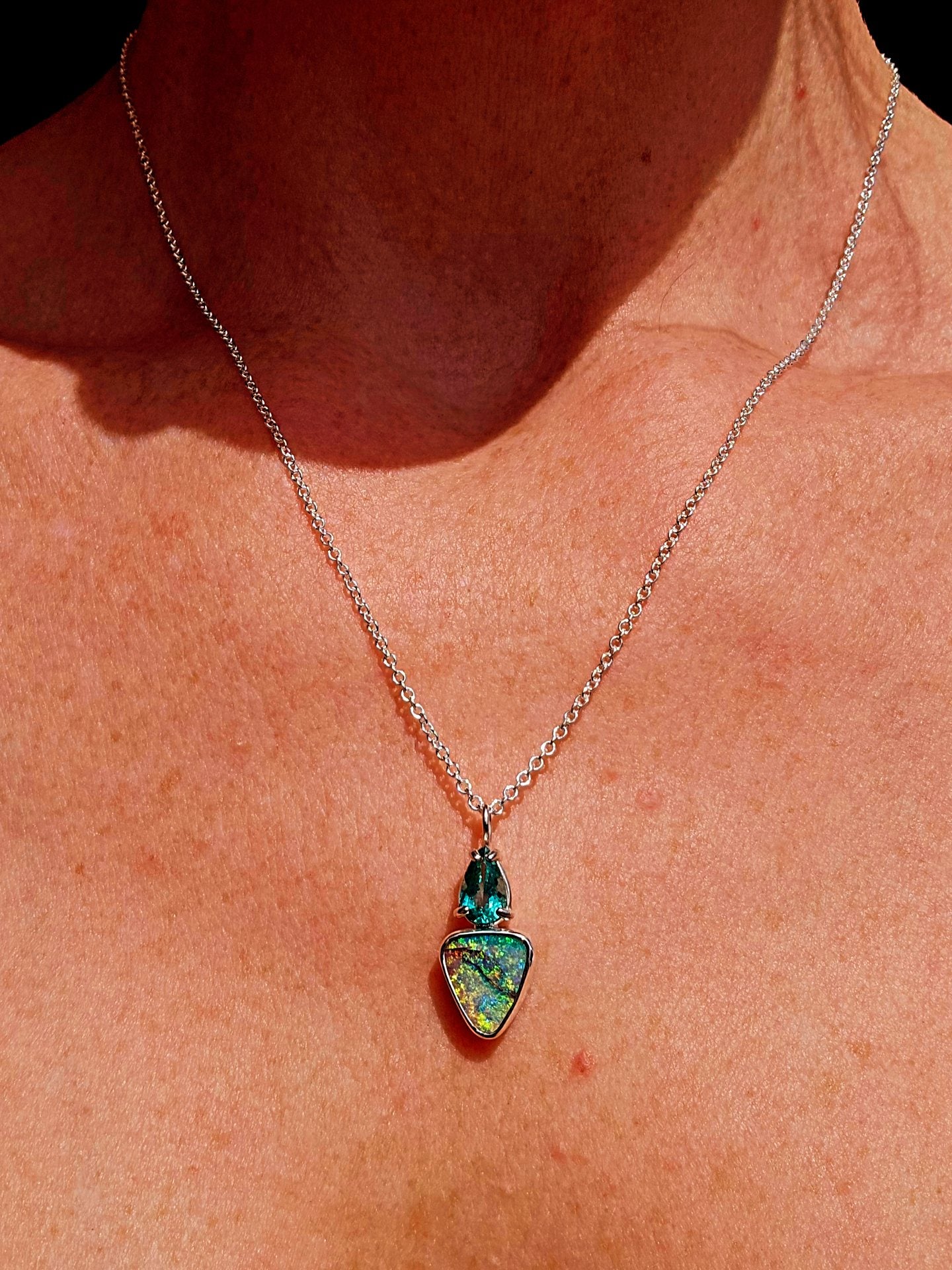 Green Apatite Pipe Opal Necklace