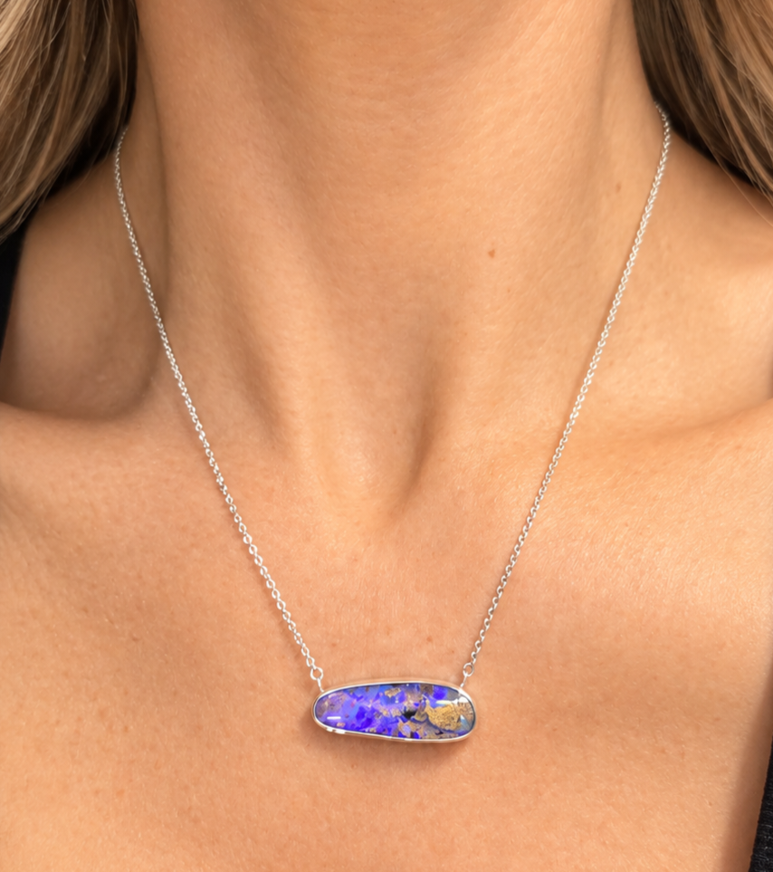 Purple Crystal Pipe Opal Necklace