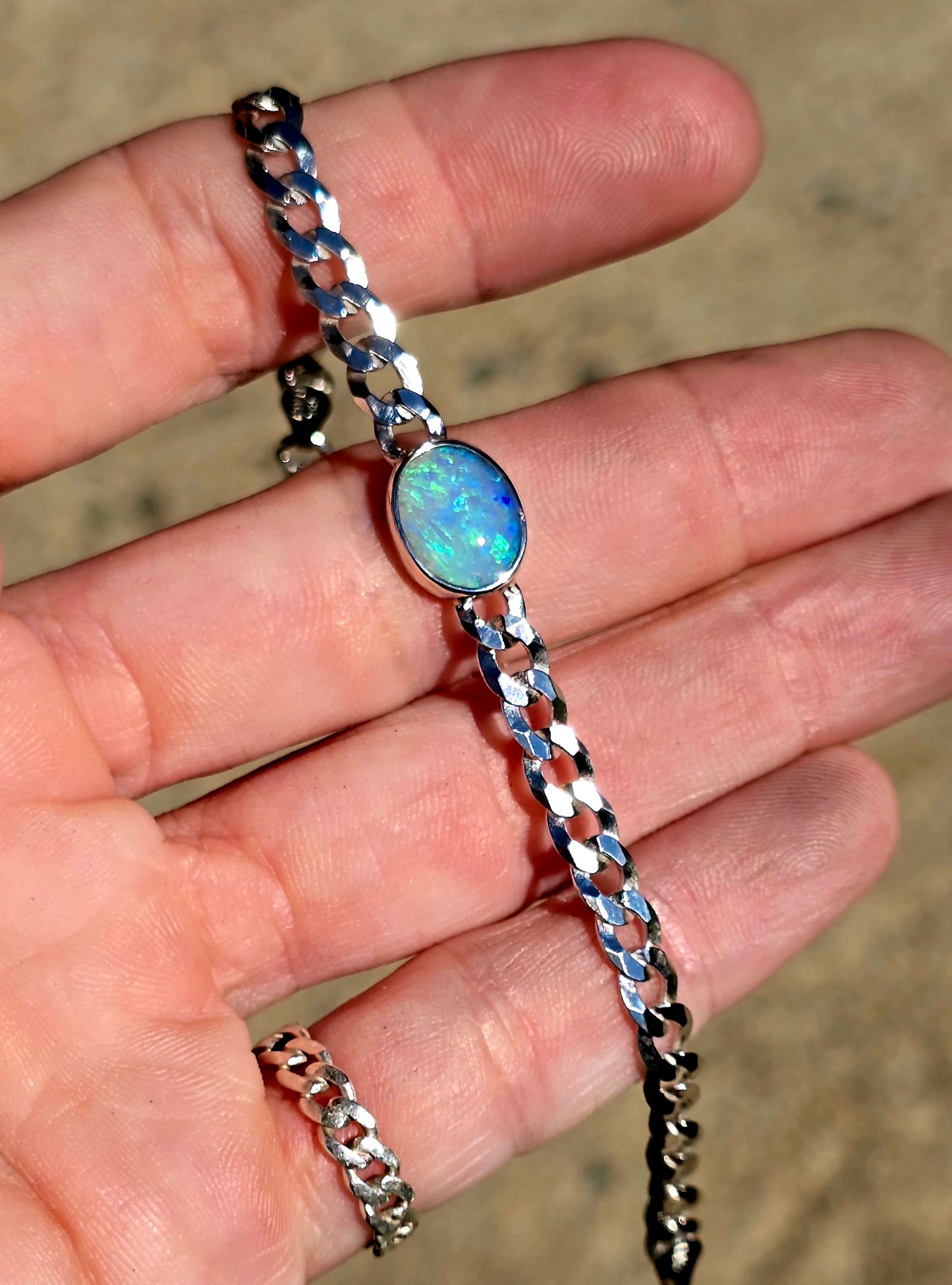 Opal Curb Chain Bracelet