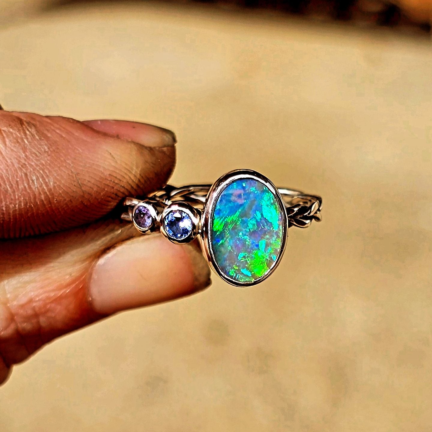Australian Opal Tanzanite Ring