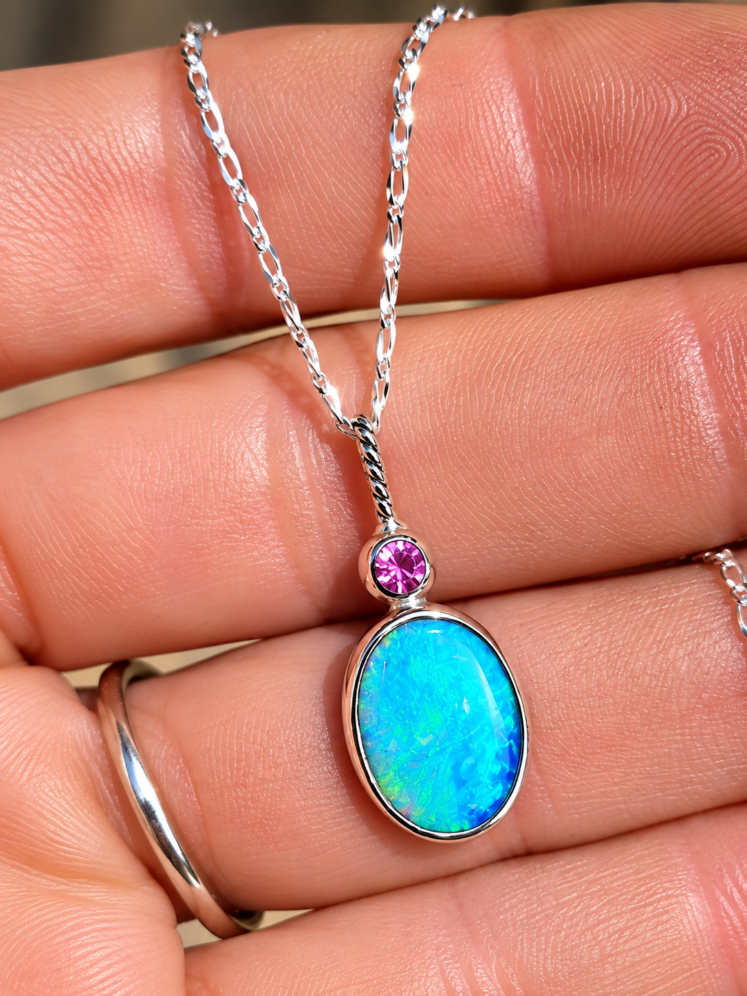 Opal Pink Sapphire Necklace