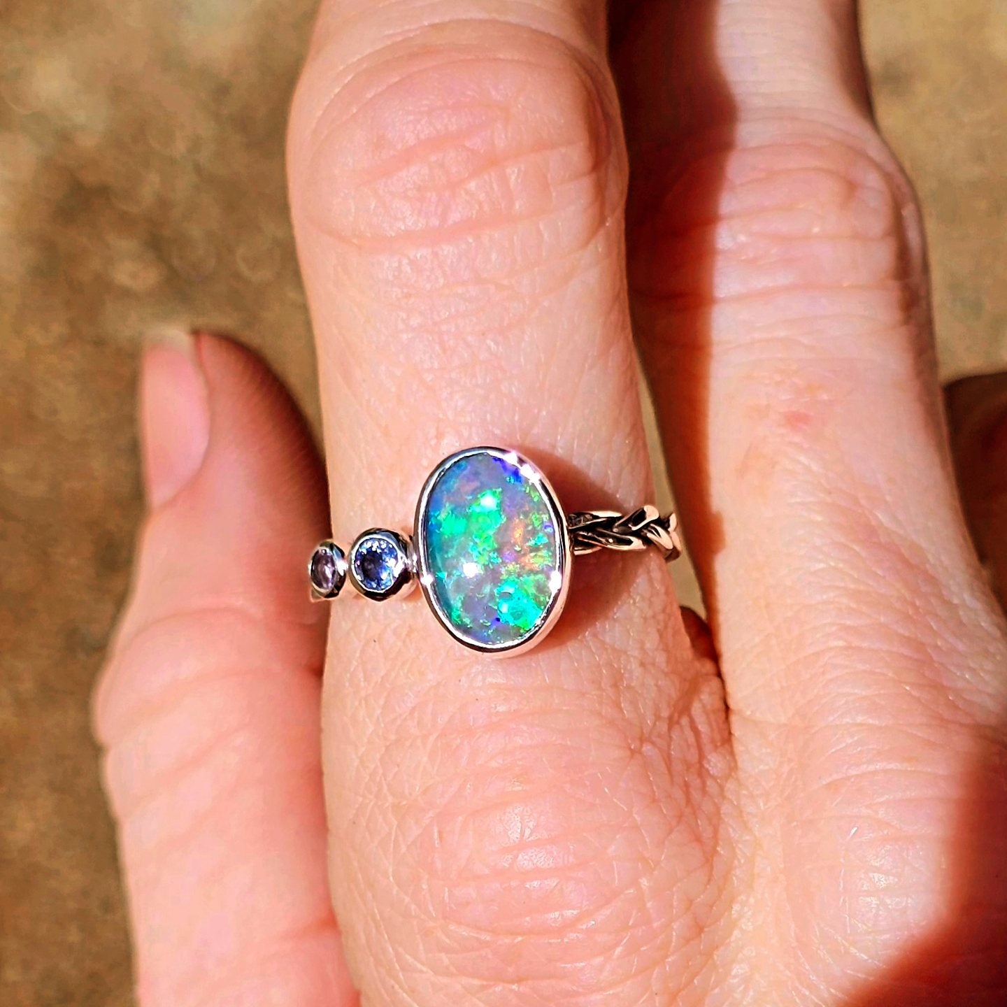Australian Opal Tanzanite Ring