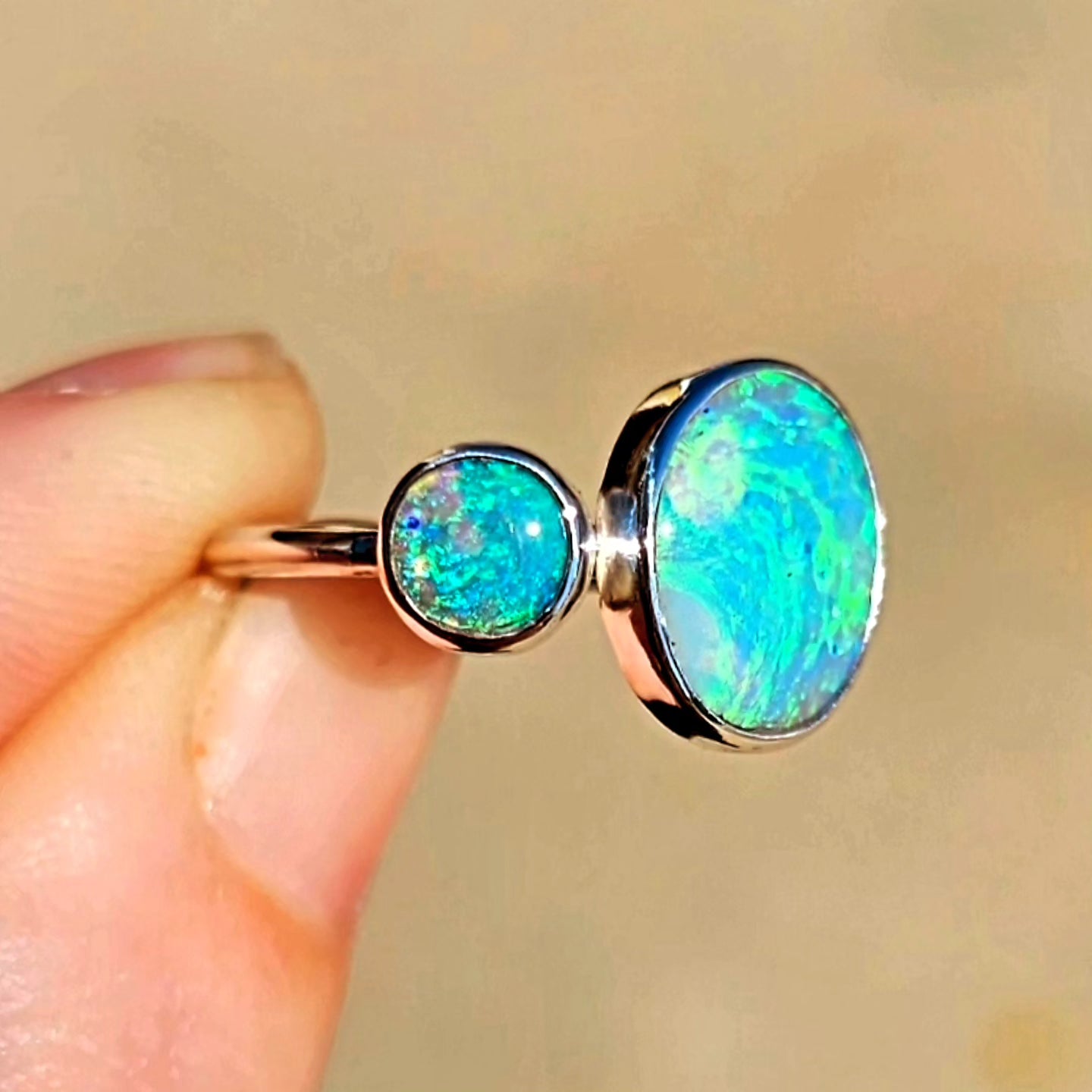 Double Opal Ring Size 8