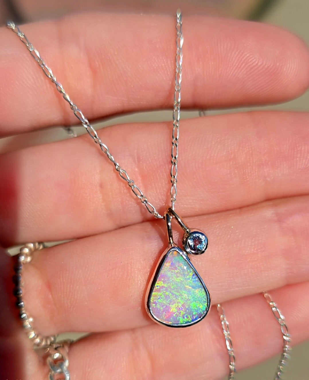 Australian Opal Montana Sapphire Necklace