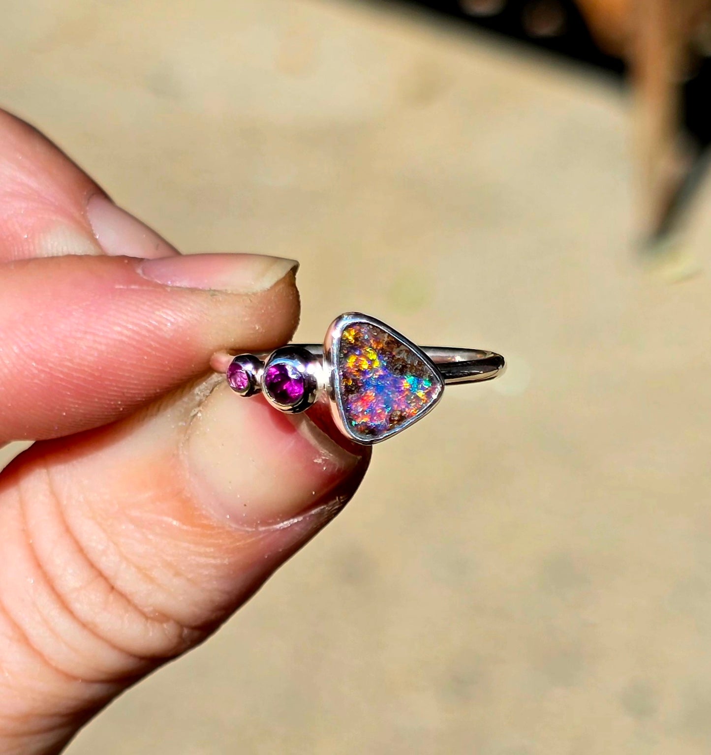 Boulder Opal Gem Ring