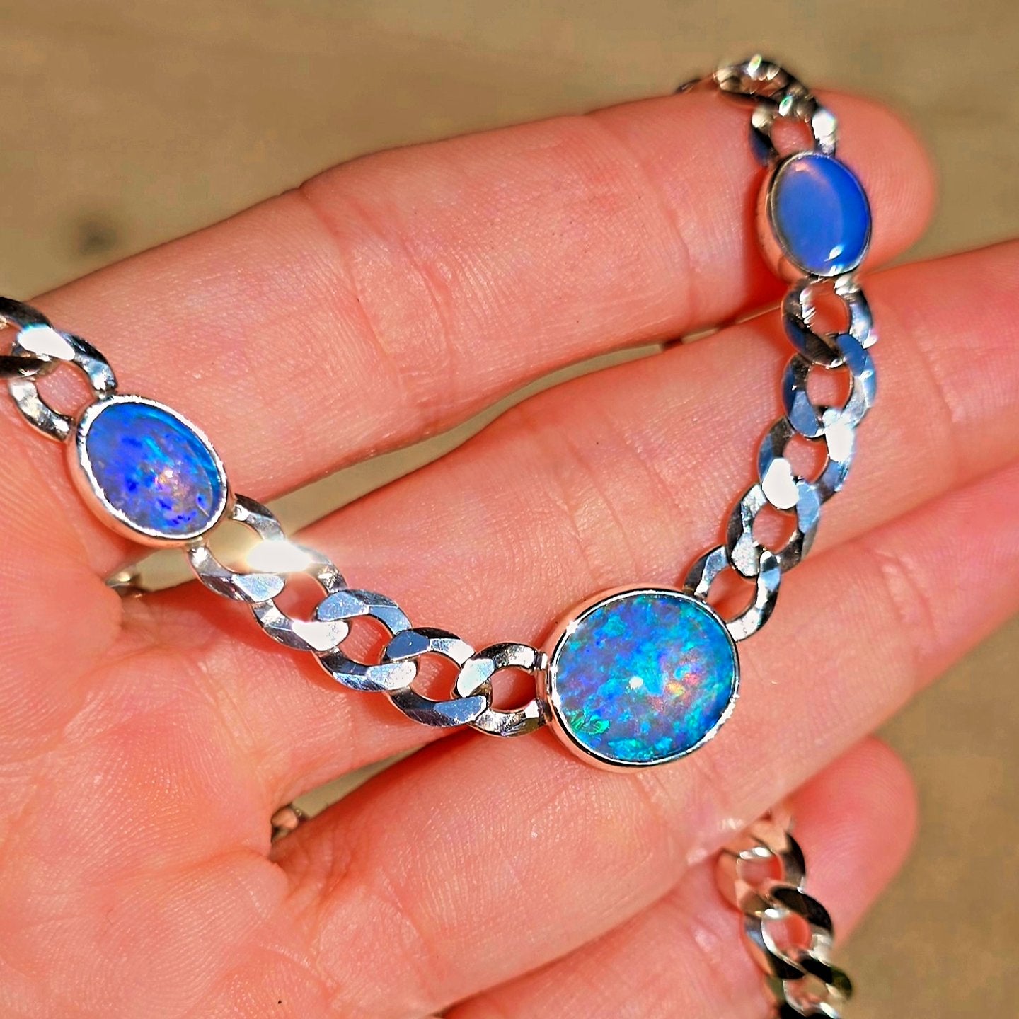 Australian Opal Curb Chain Necklace