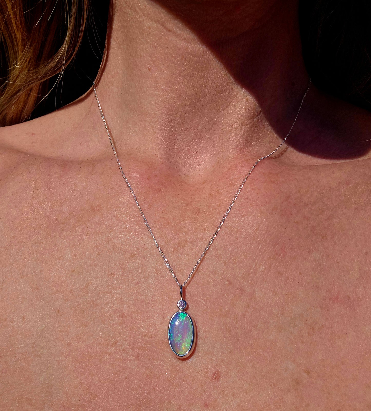 Australian Opal Pink Sapphire Necklace