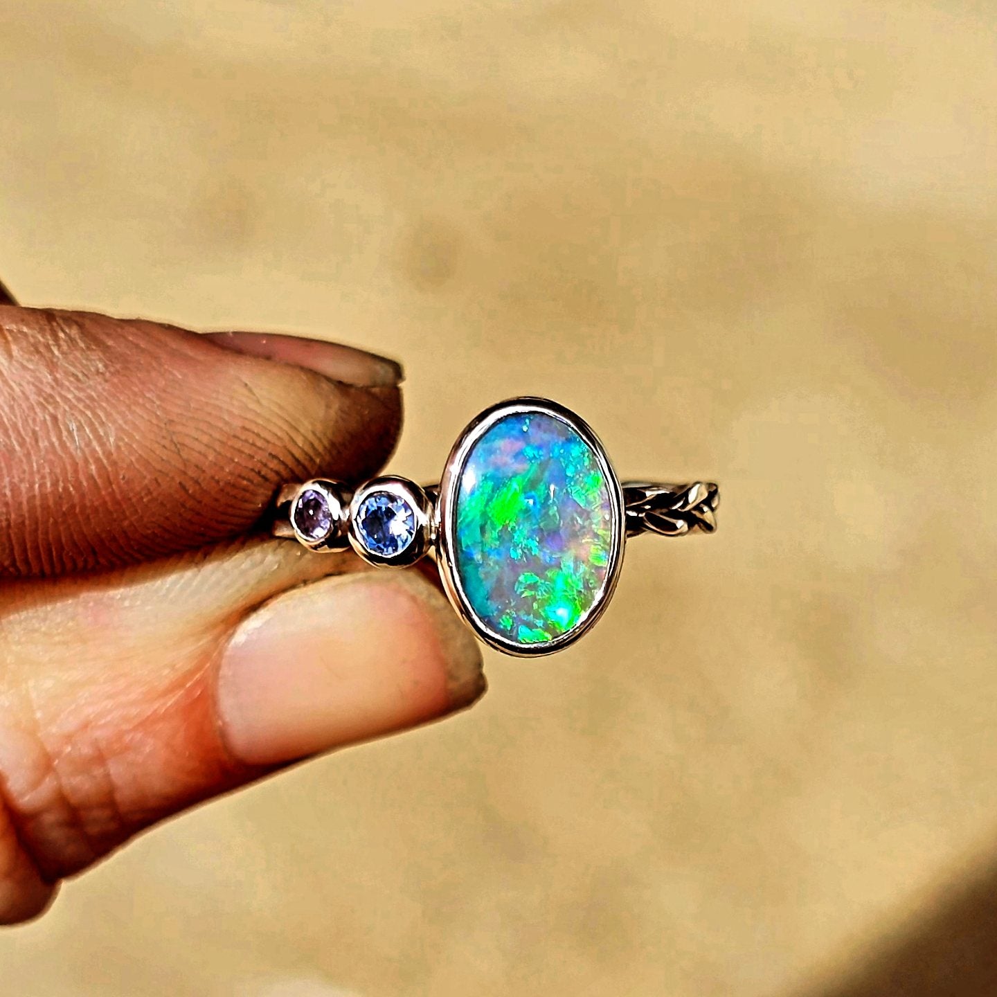 Australian Opal Tanzanite Ring