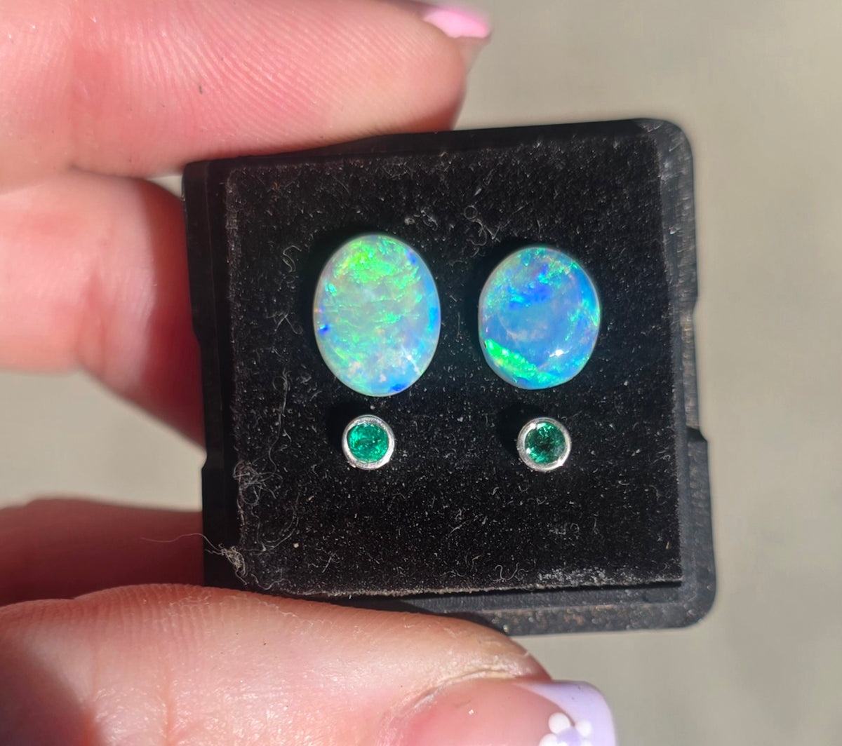 Custom Opal Emerald Earrings