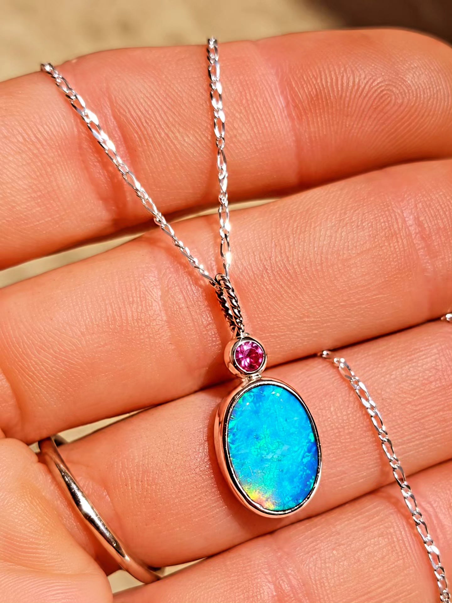 Opal Pink Sapphire Necklace