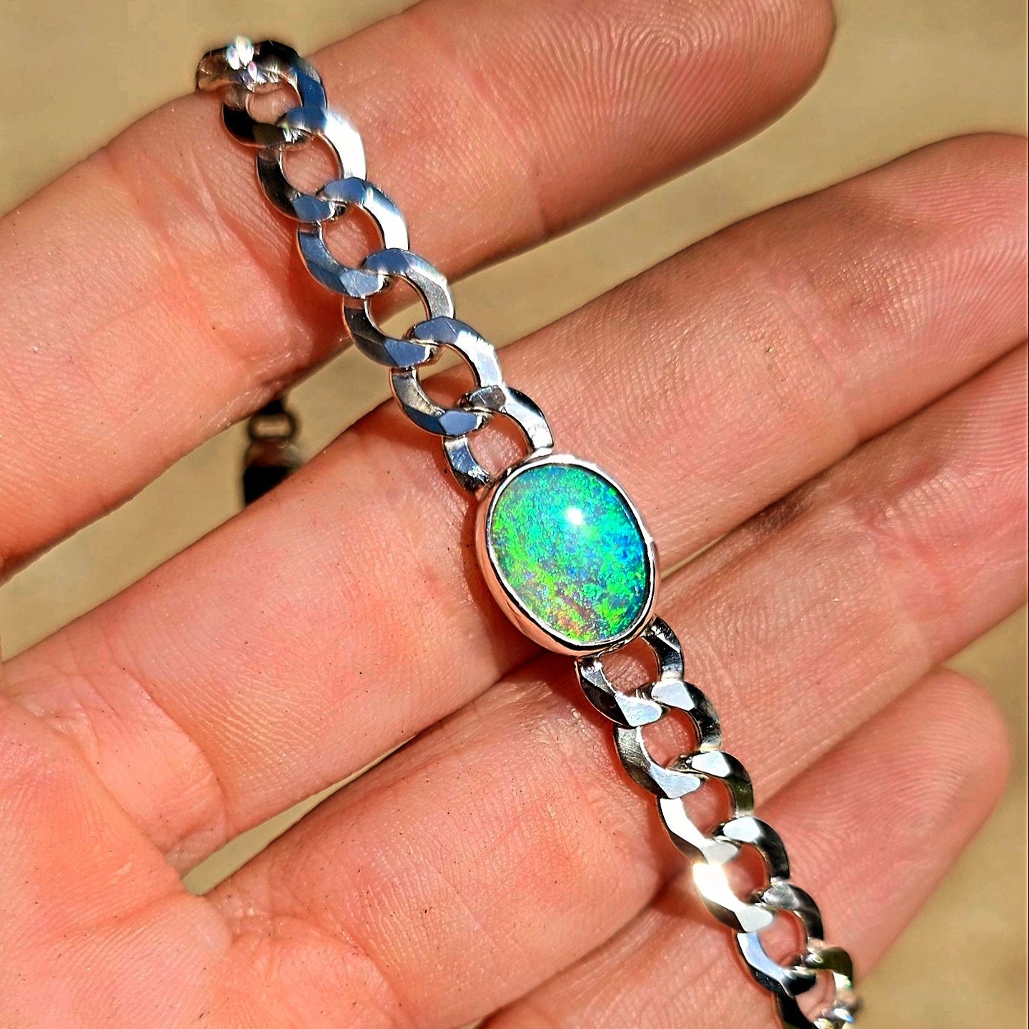 Opal Curb Chain Bracelet