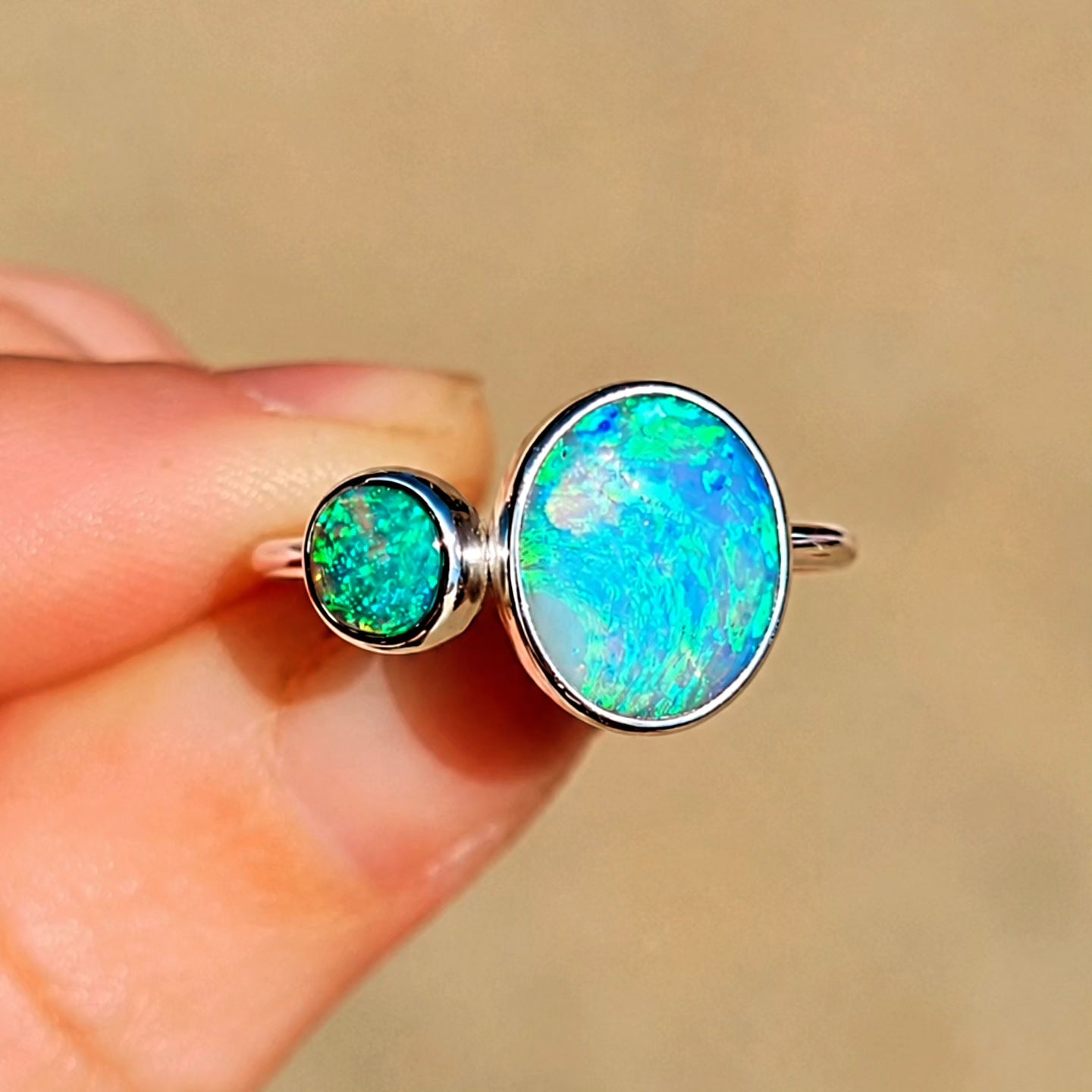Double Opal Ring Size 8