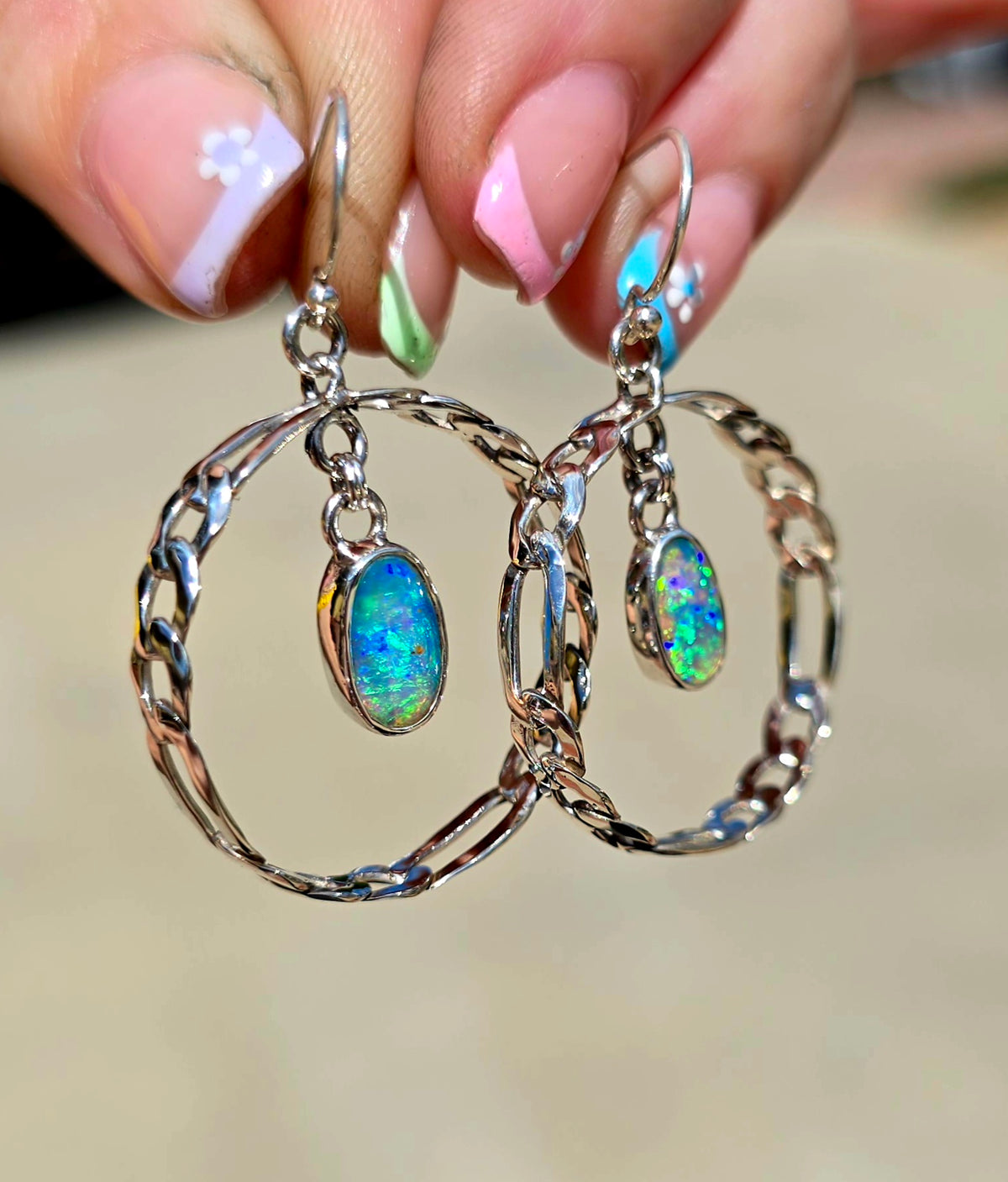 Not for Sale! Australian Opal Figaro Hoops