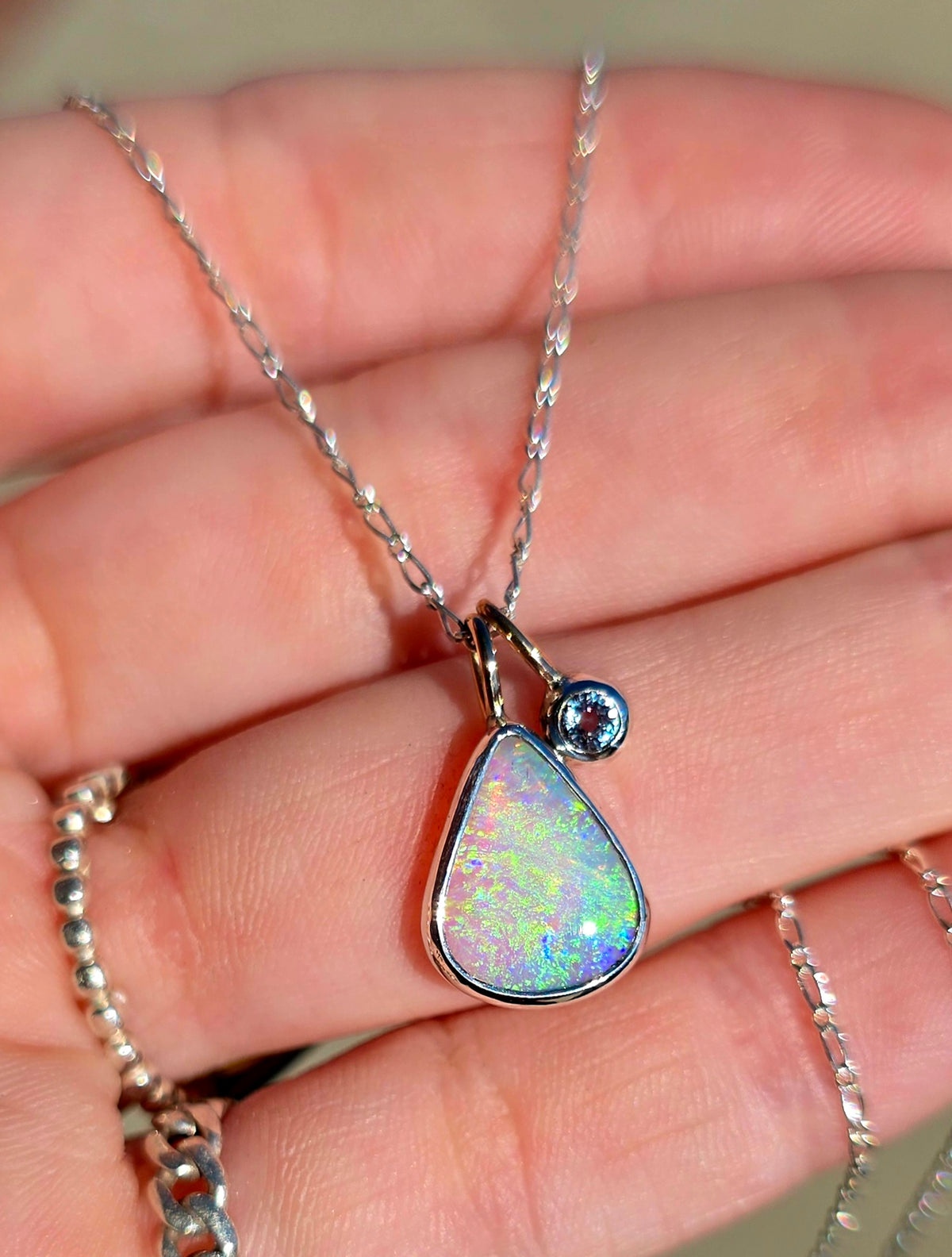 Australian Opal Montana Sapphire Necklace